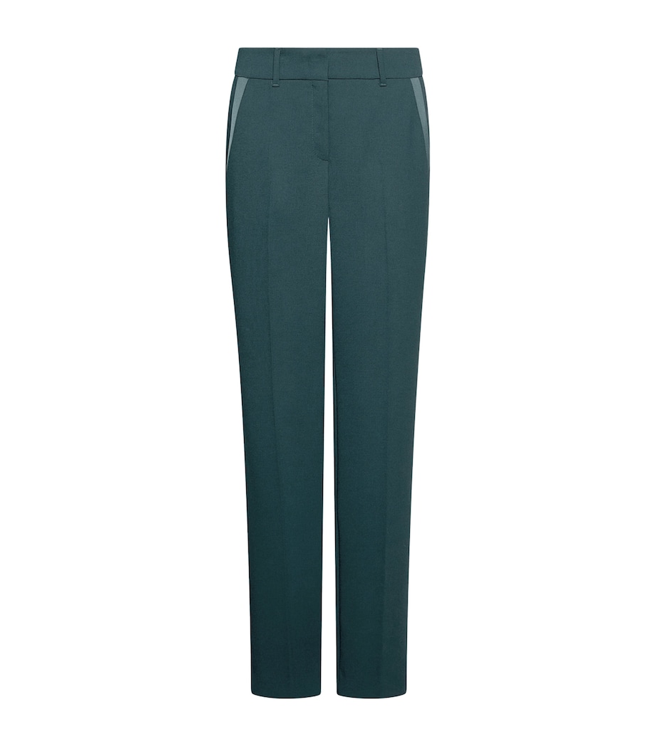 Marella Womens Envers Satin Straight Trousers Peacock Blue Image 1