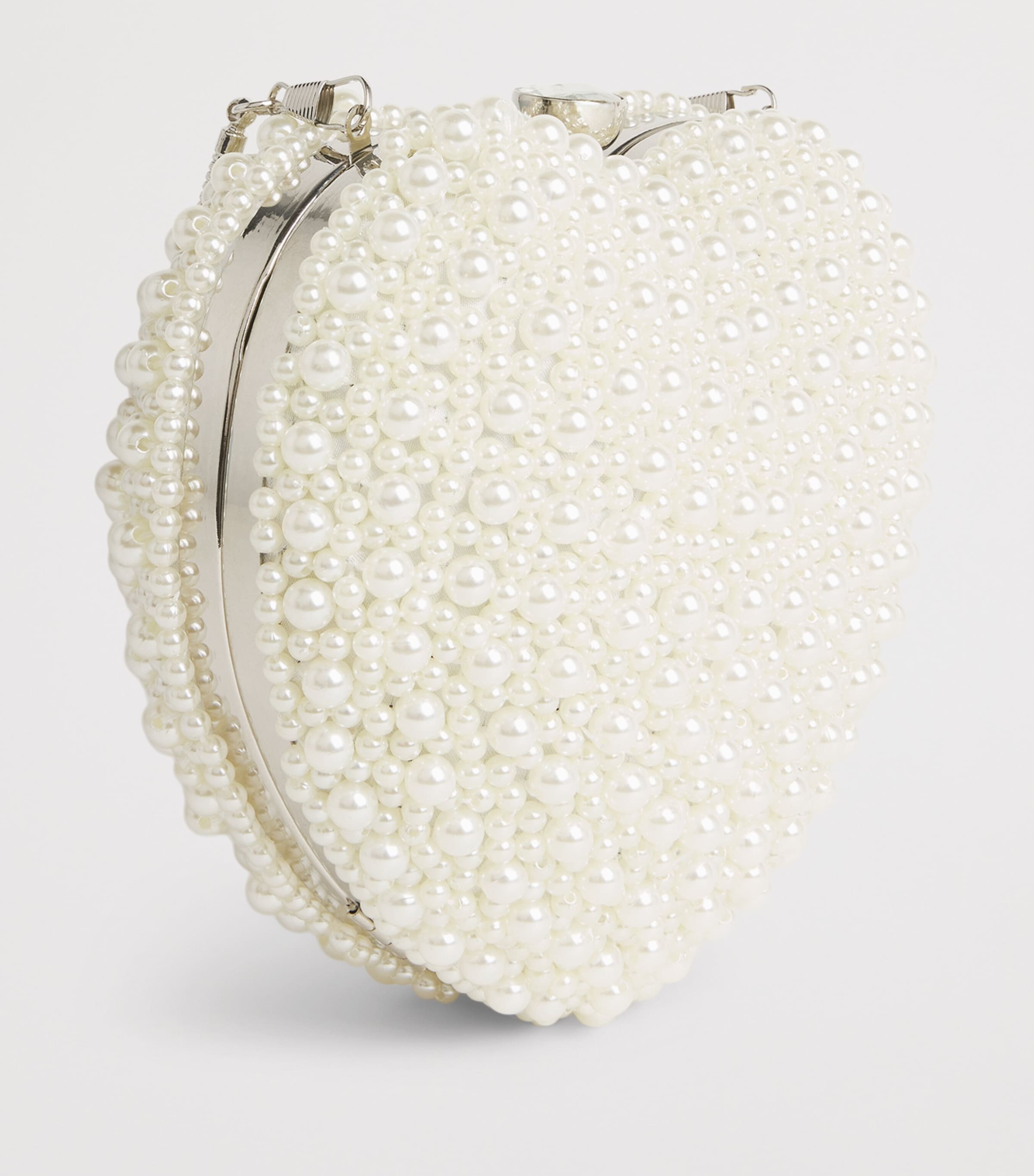 David Charles Embellished Faux Pearl Top-Handle Bag S Silver Image 2