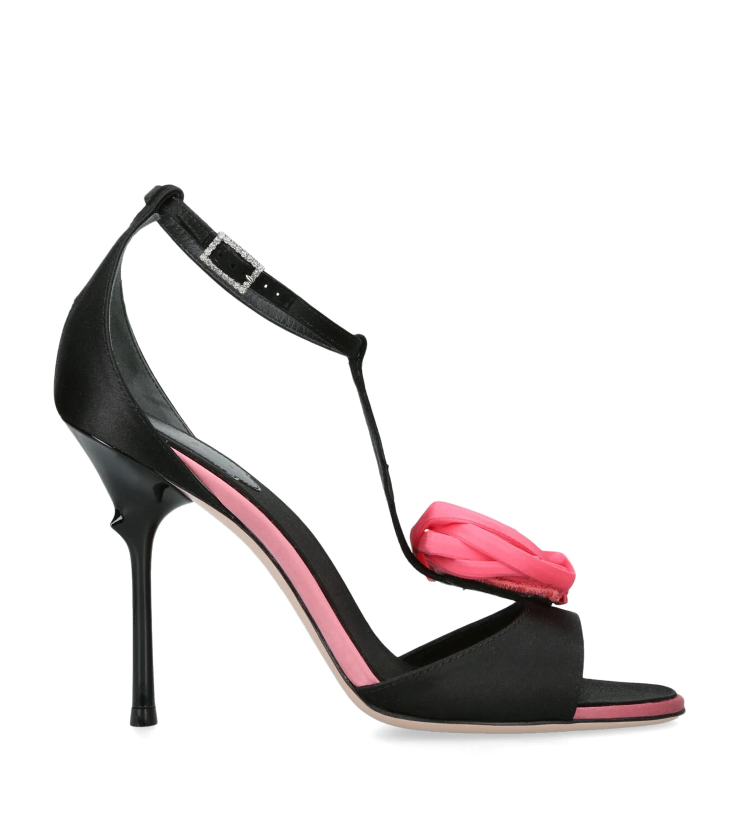 Roger Vivier Satin Rose Heeled Sandals 100