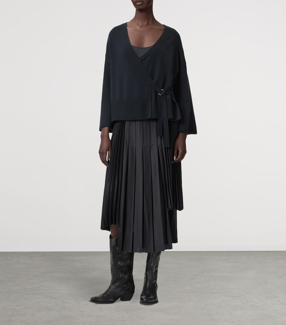 AllSaints Womens Lucille 2-In-1 Midi Dress Carbon Blue Image 3