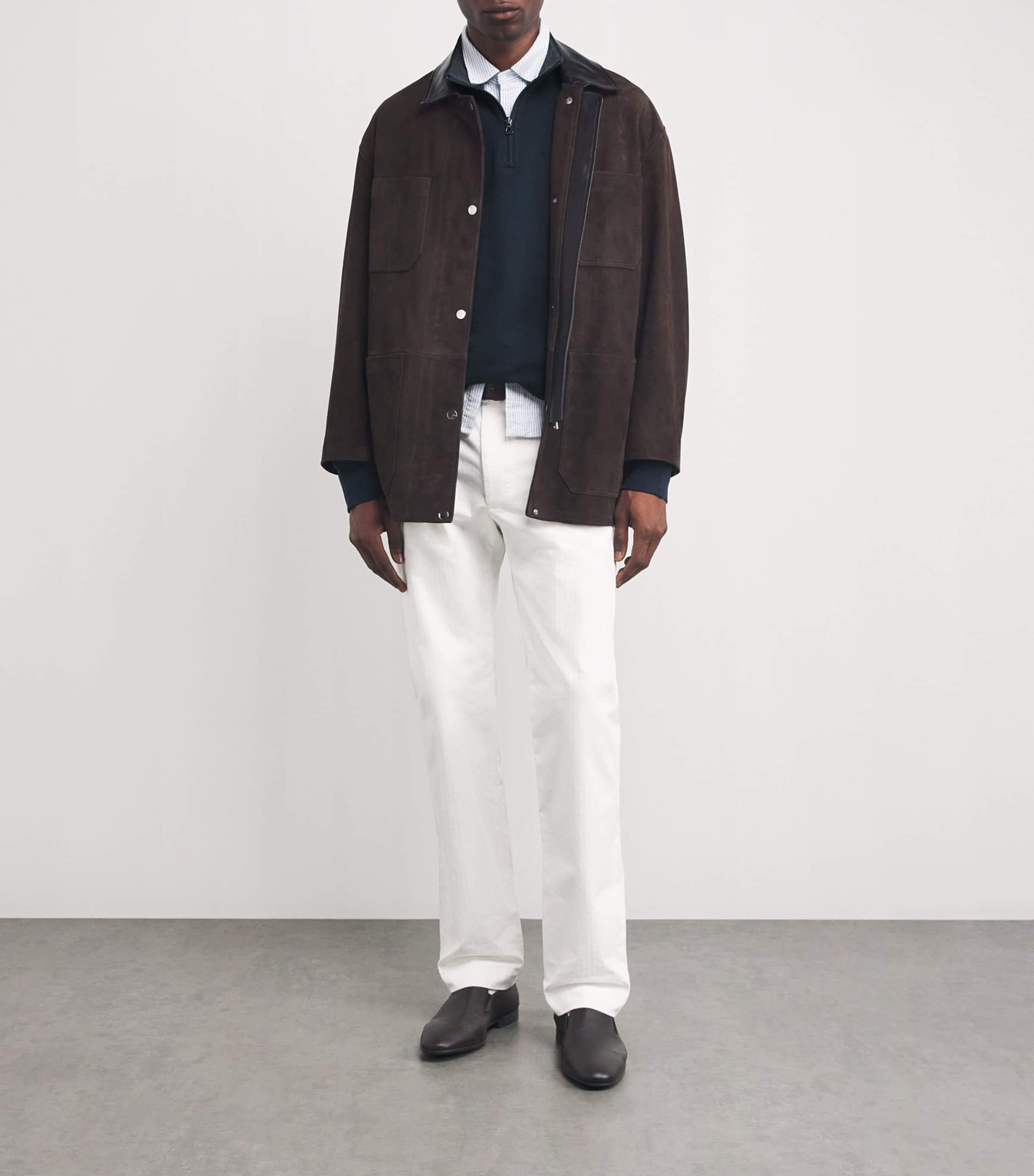 Cotton-Blend Quarter-Zip Sweater NAVY Image 2