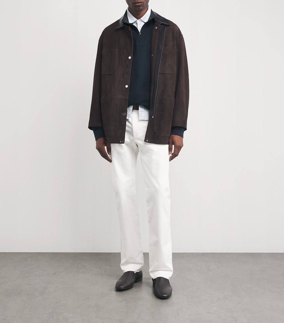 Cotton-Blend Quarter-Zip Sweater NAVY Image 2