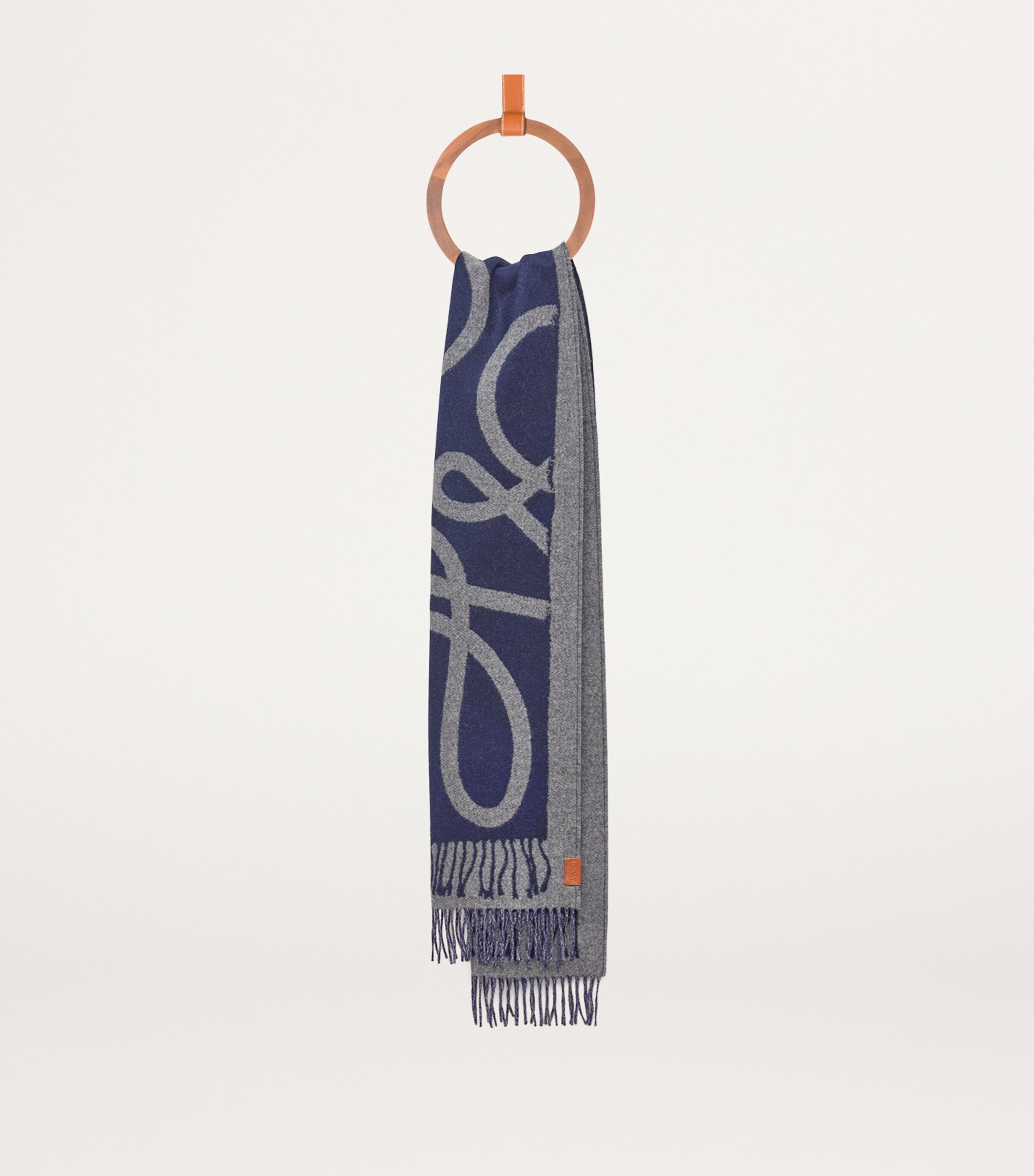 Wool-Cashmere Reversible Scarf BLUE/GREY Image 4