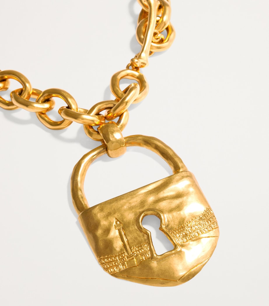Chunky Padlock Necklace 001GOLD Image 3