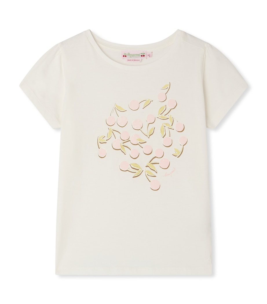 Bonpoint Cotton Cherry Print T-Shirt (4-8 Years) Upb Blanc Lait Image 1
