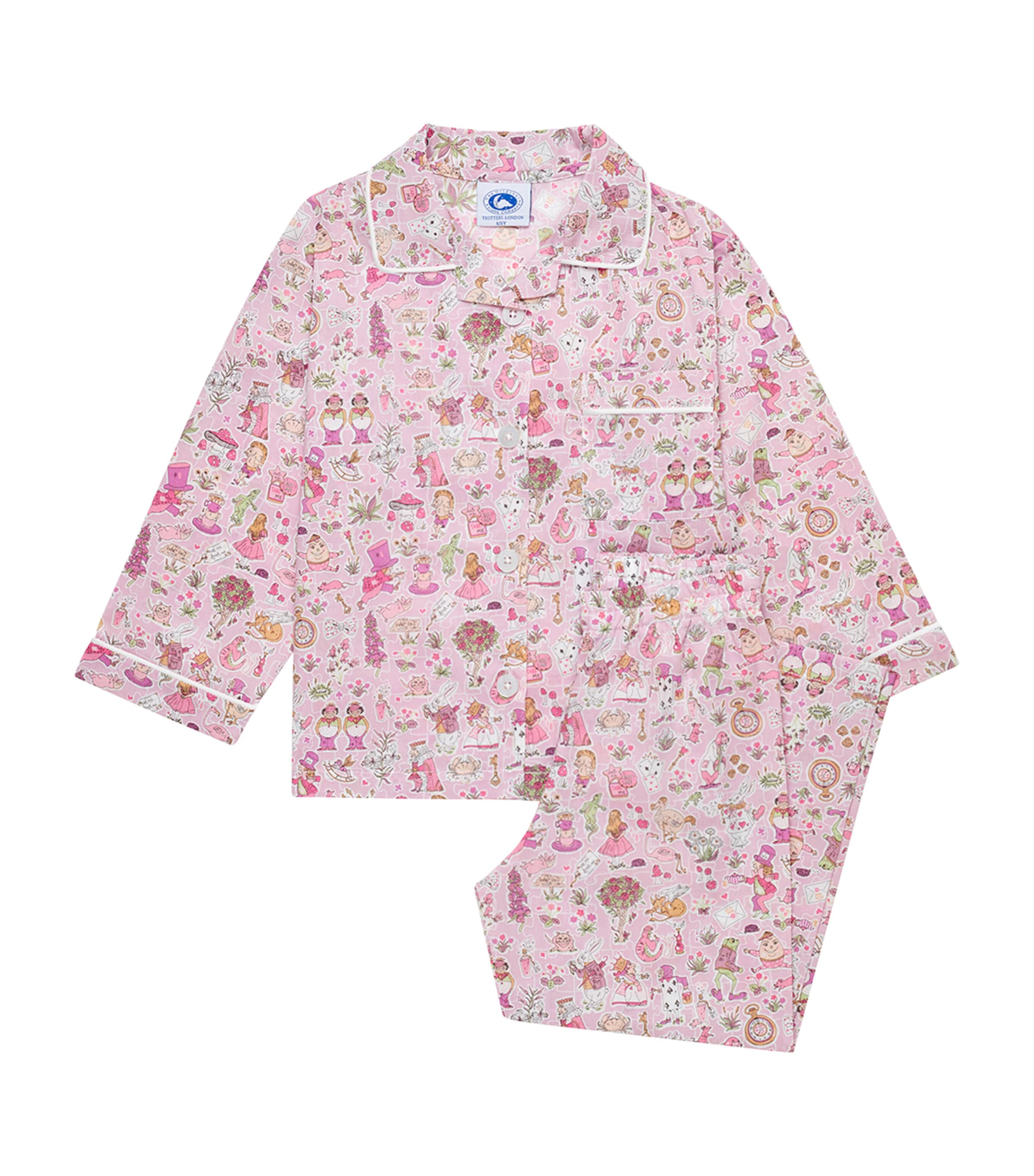 Trotters Cotton Alice In Wonderland Pyjamas In Pink