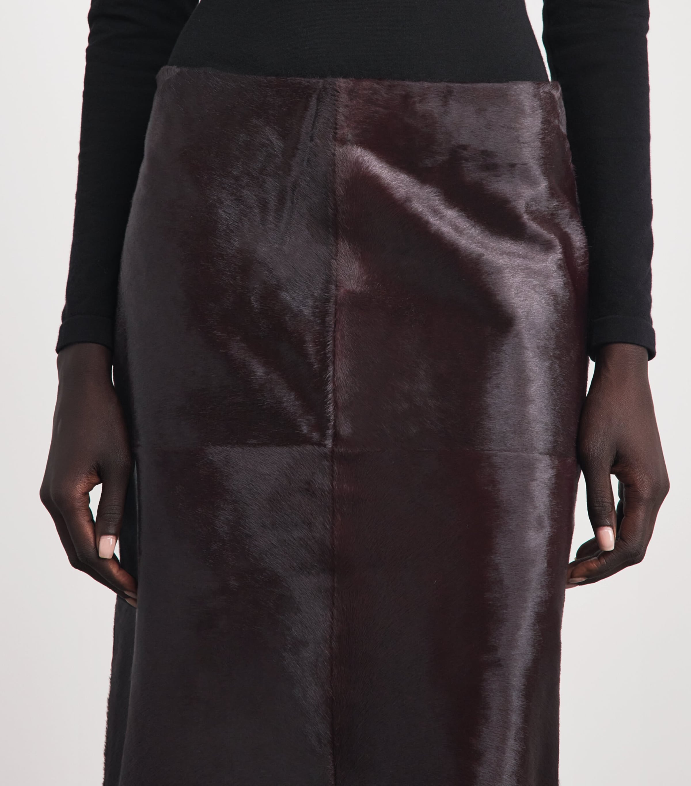 Simkhai Womens Calf Hair Tobiana Midi Skirt Fig Image 3