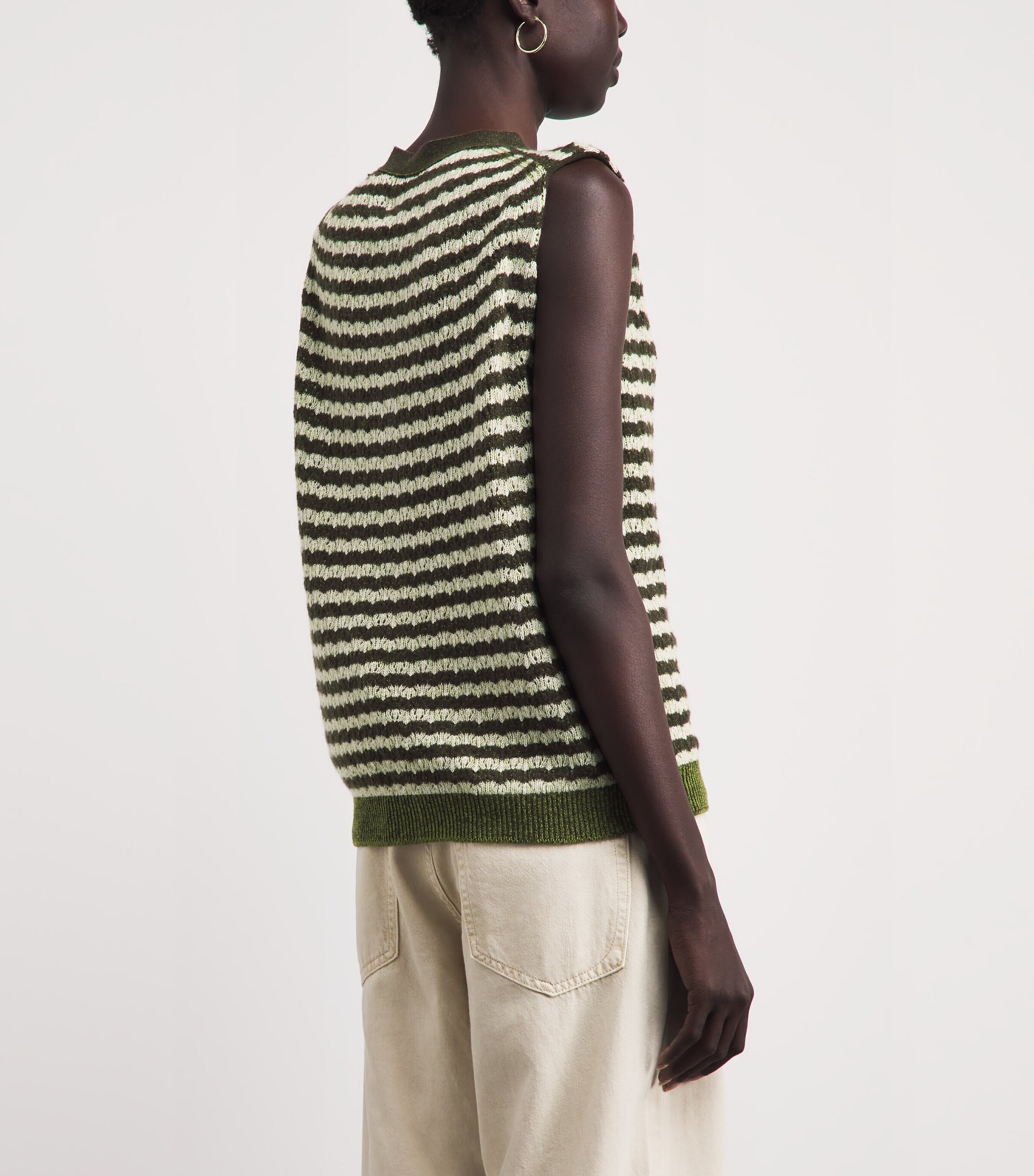 Barrie Womens Cashmere Stripe Sleeveless Cardigan Chntily/drk Mlt Image 5