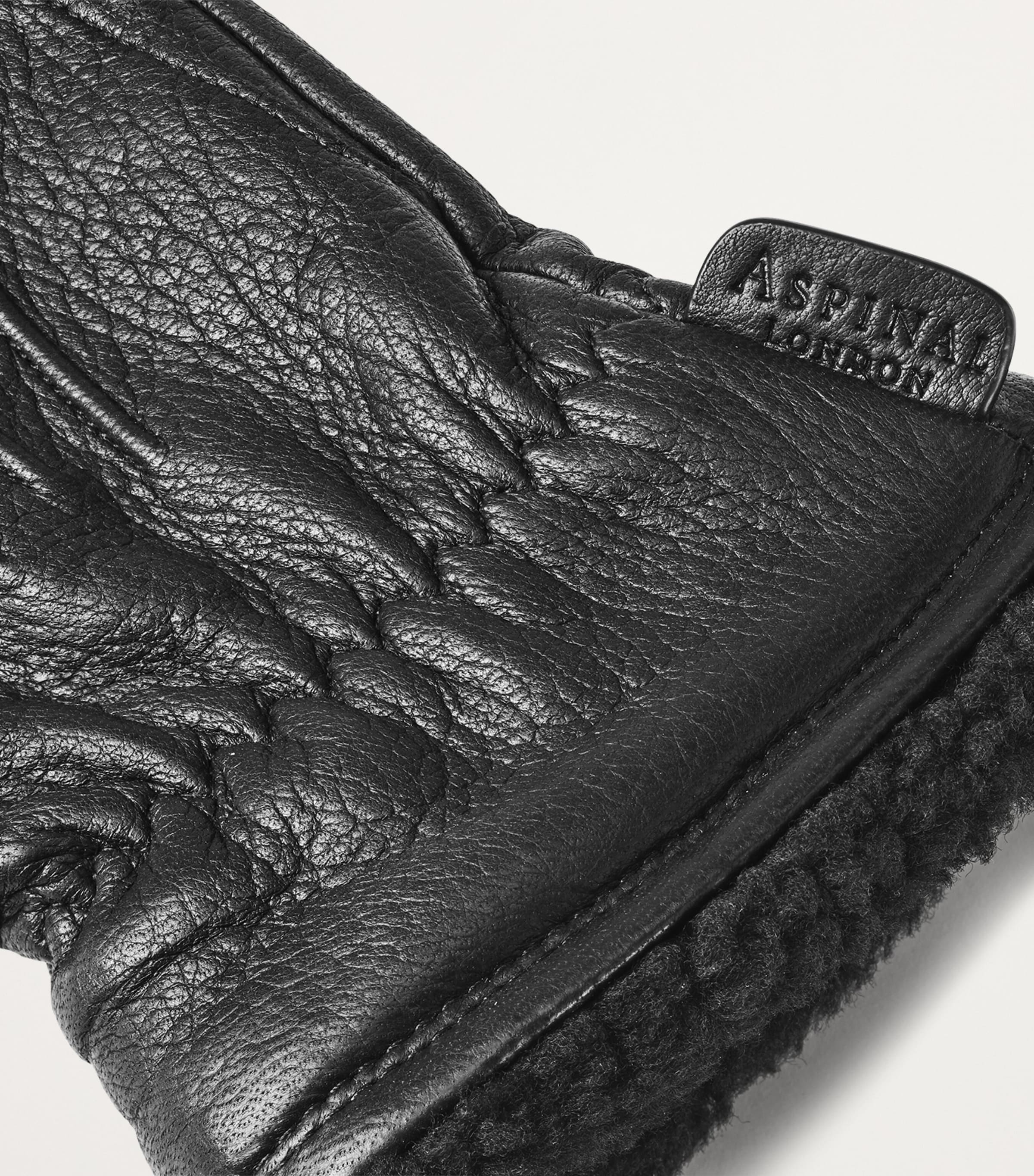 Men's Deerskin Gloves (Small) BLACK Image 4