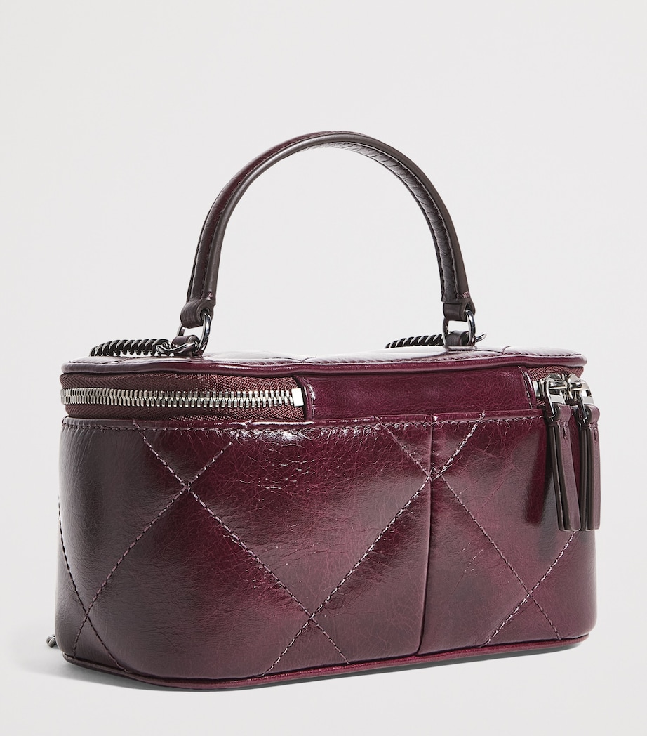 Leather Quilted Kira Vanity Case Bag DARK CARMINE 500 Image 3