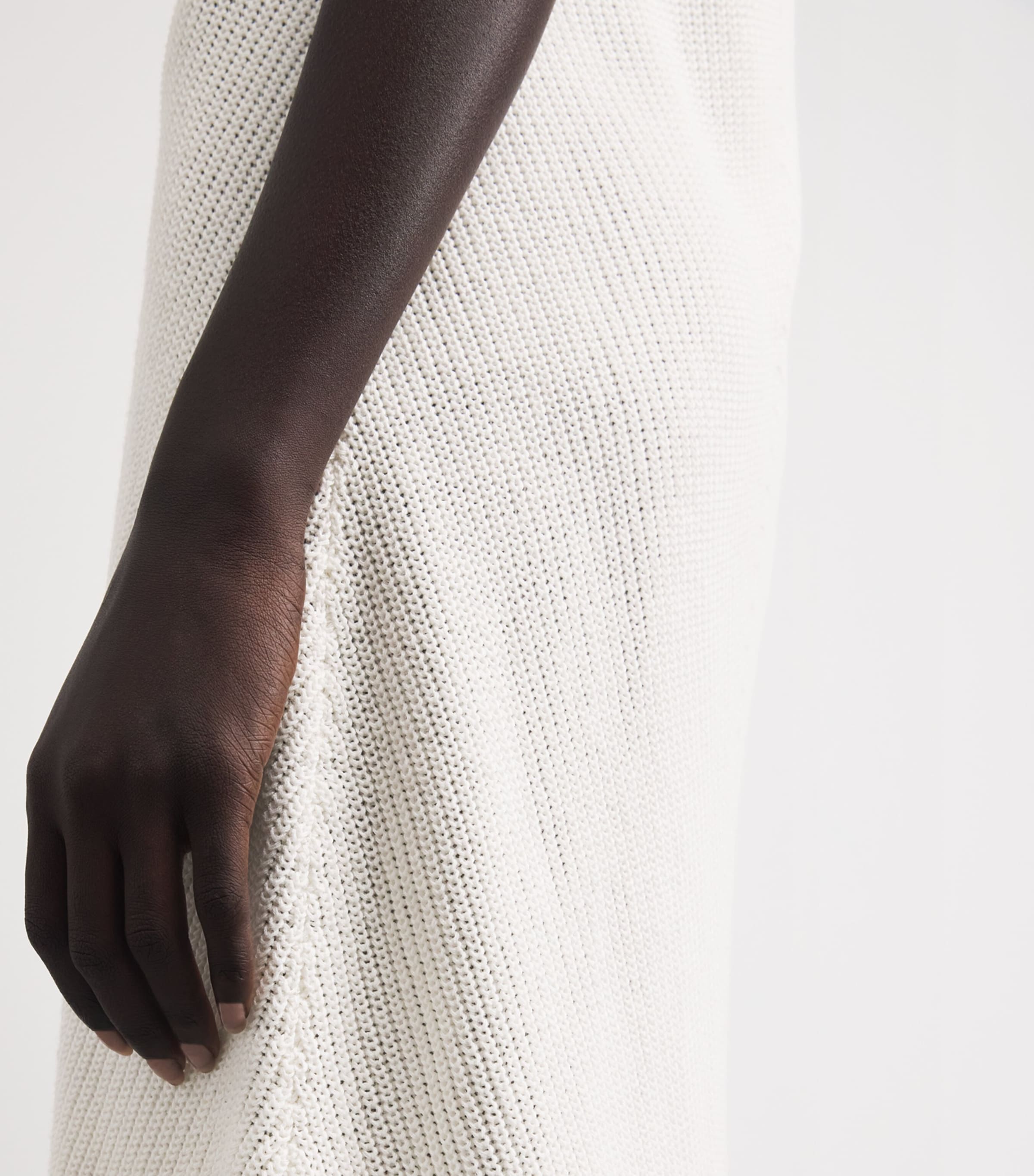 Falke Womens Textured Boat-Neck Midi Dress Off White Image 5