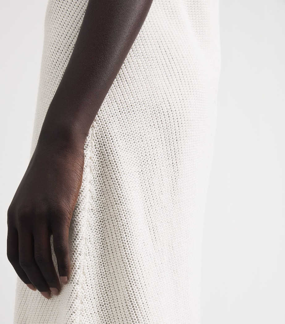 Falke Womens Textured Boat-Neck Midi Dress Off White Image 5