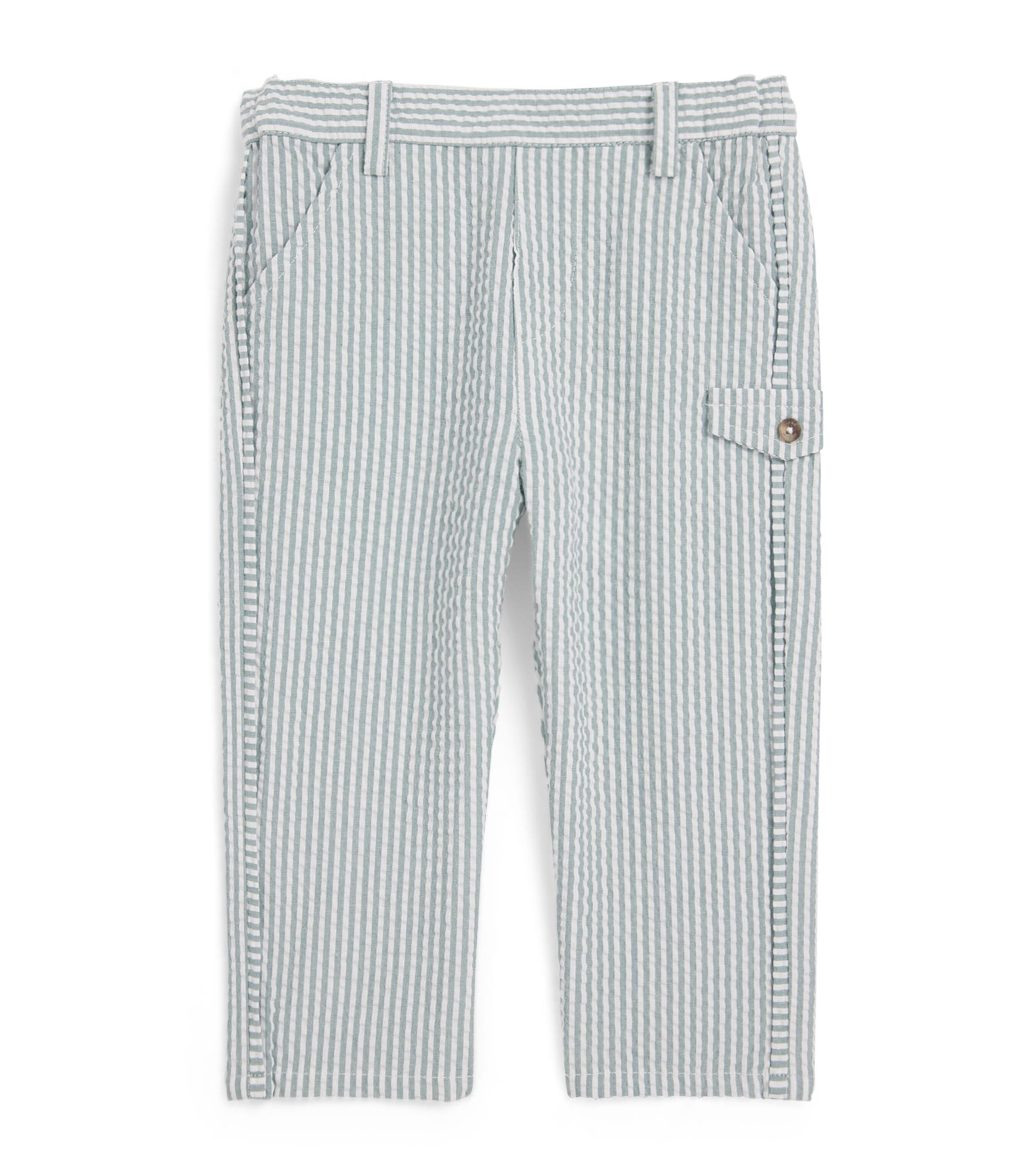 Tartine Et Chocolat Cotton-blend Crepe Stripe Trousers In Gray