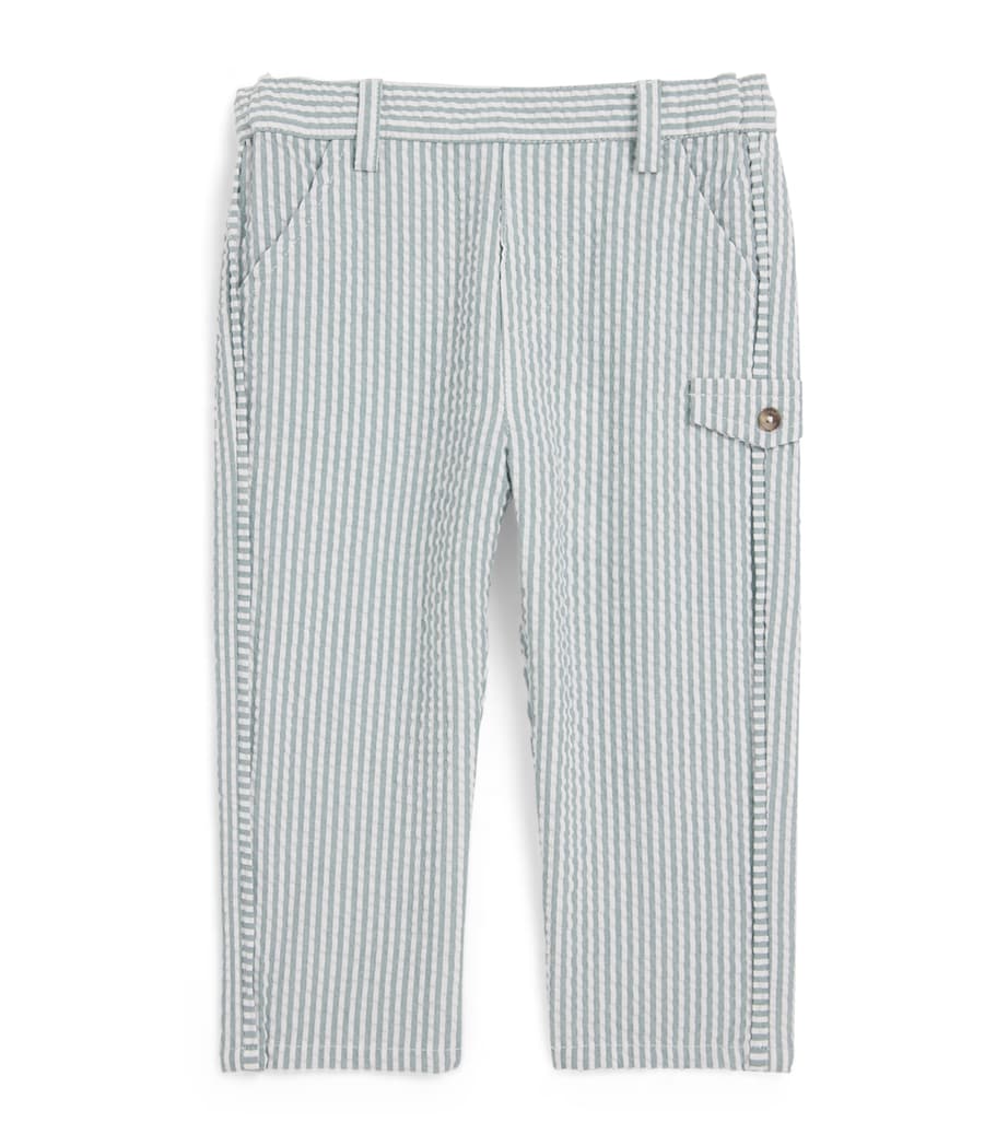 Cotton-Blend Crepe Stripe Trousers (3 Months - 4 Years) EMERAUDE Image 1
