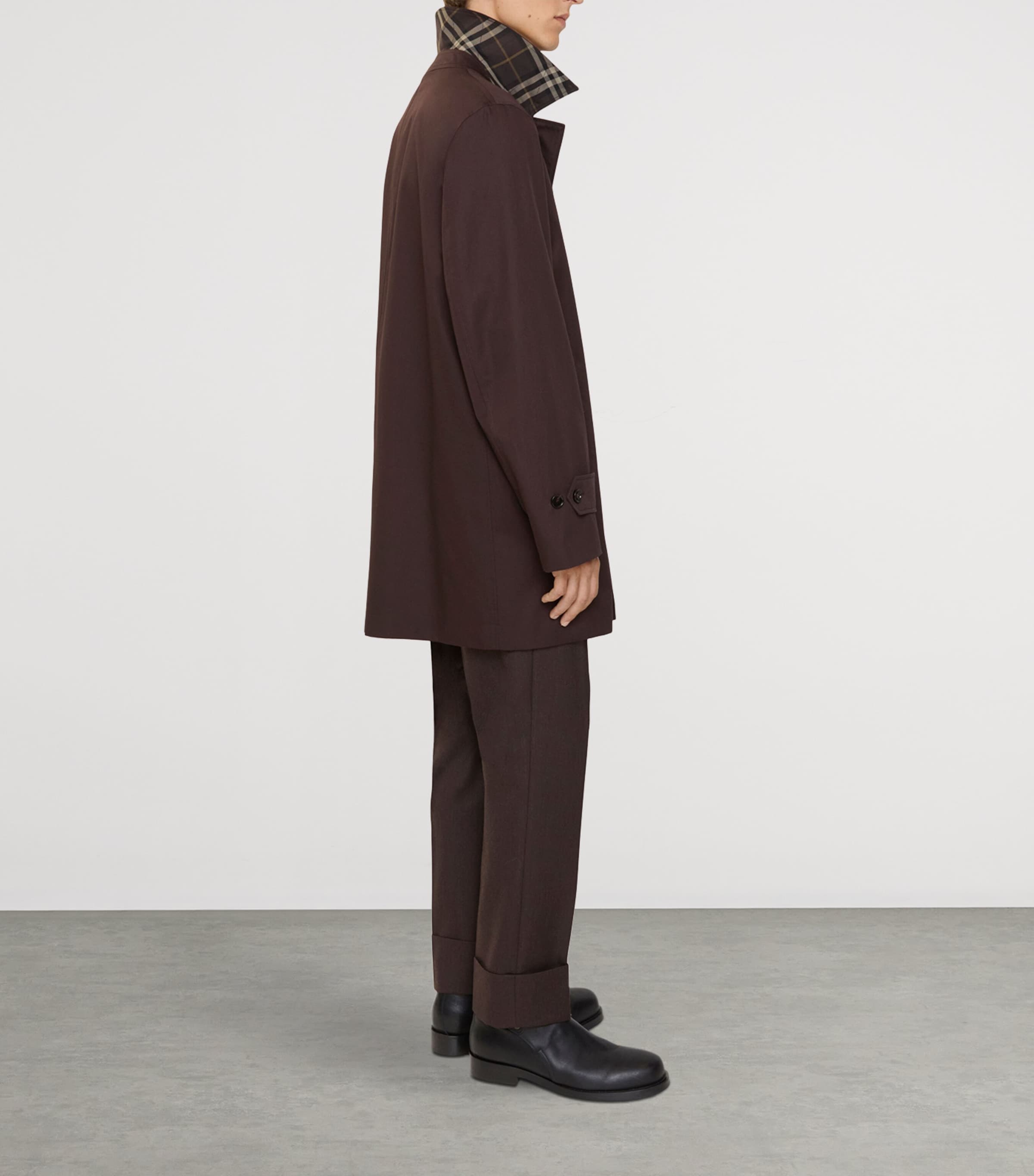 Cotton Gabardine Short Car Coat CLOVE BROWN Image 3