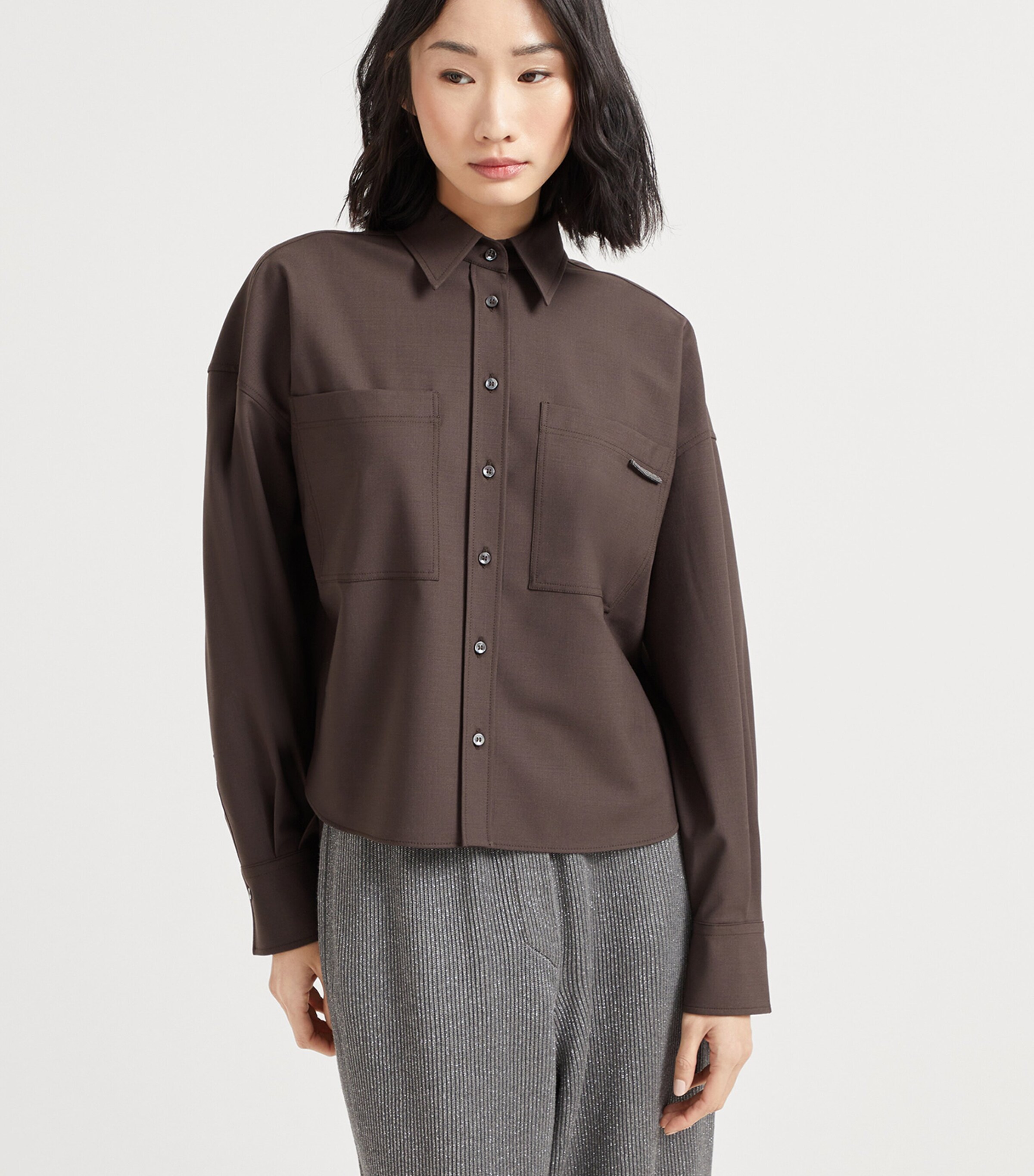 Virgin Wool-Blend Monili-Tab Shirt C019 Image 2