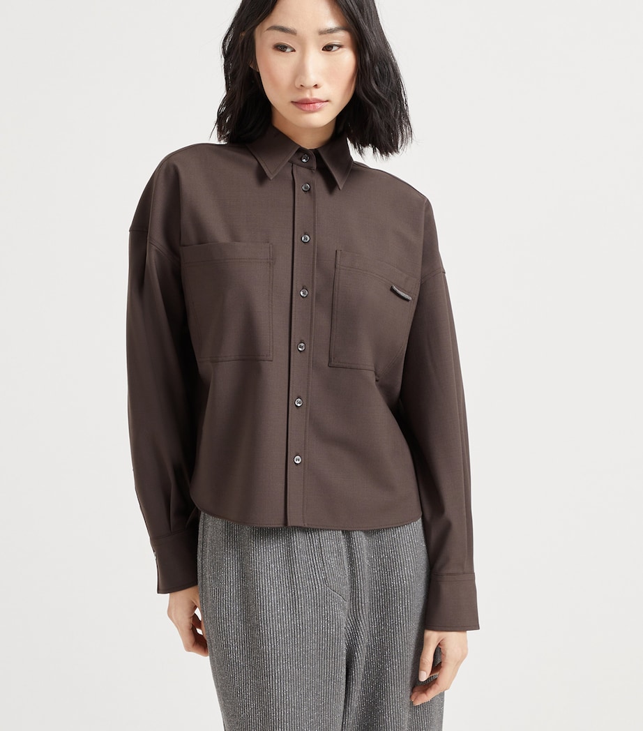 Virgin Wool-Blend Monili-Tab Shirt C019 Image 2