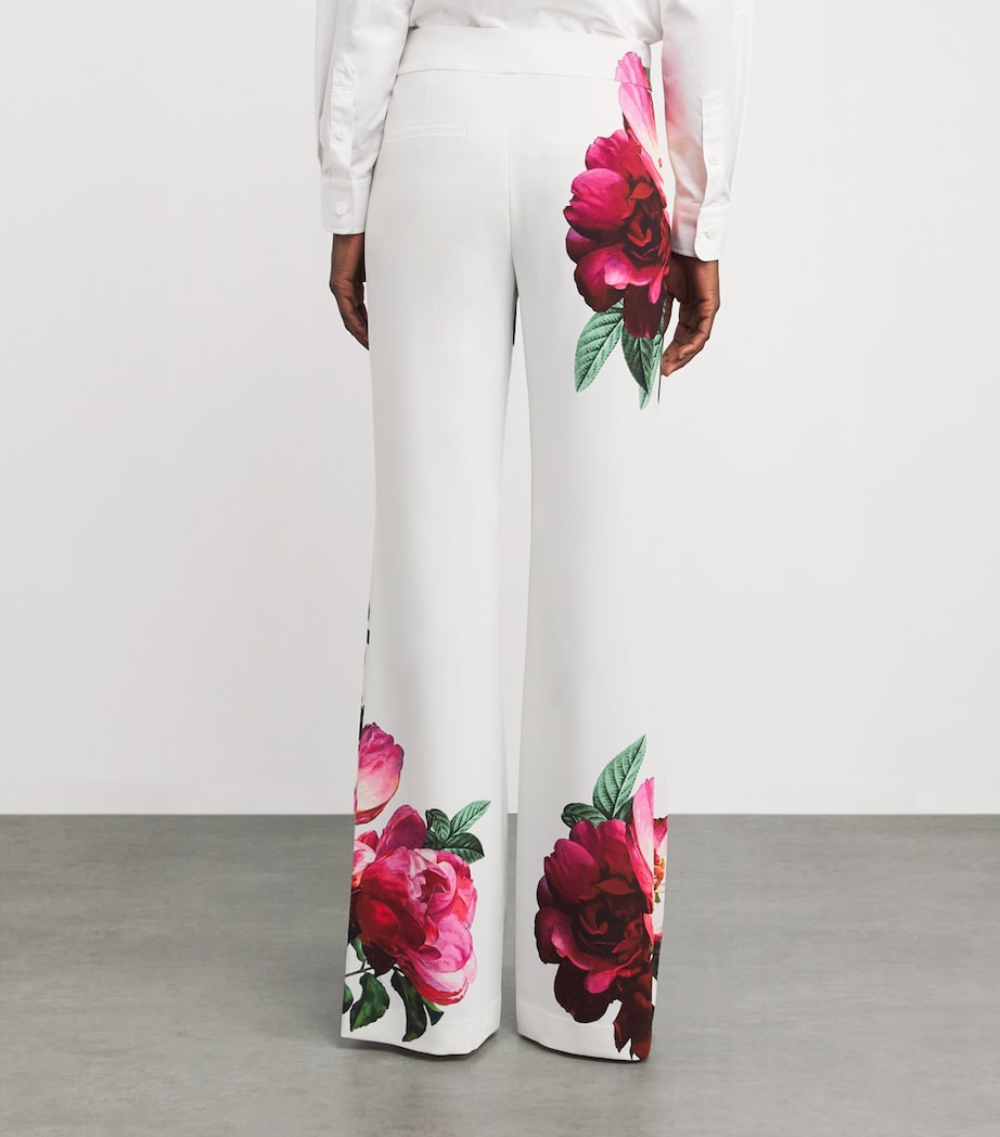 Alice+Olivia Womens Floral Print Andrew Flared Trousers O/white Image 5