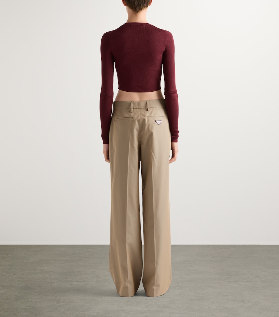 Silk Cropped Logo Sweater F0399 Image 4