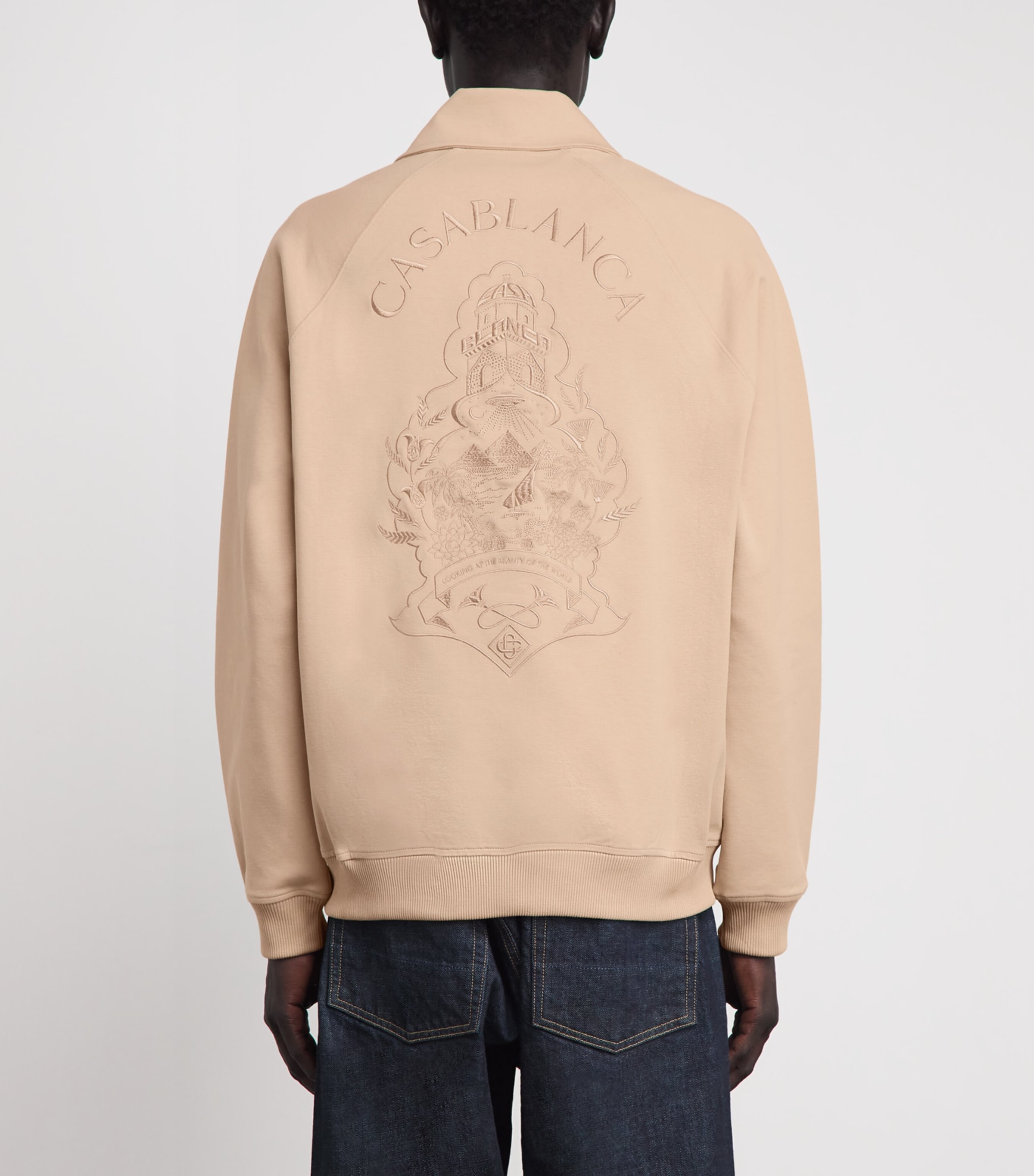Casablanca Mens Stretch-Cotton Spread-Collar Sweatshirt Beige Image 5