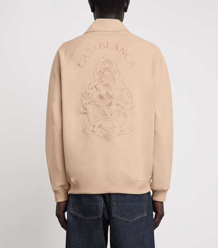 Casablanca Mens Stretch-Cotton Spread-Collar Sweatshirt Beige Image 5