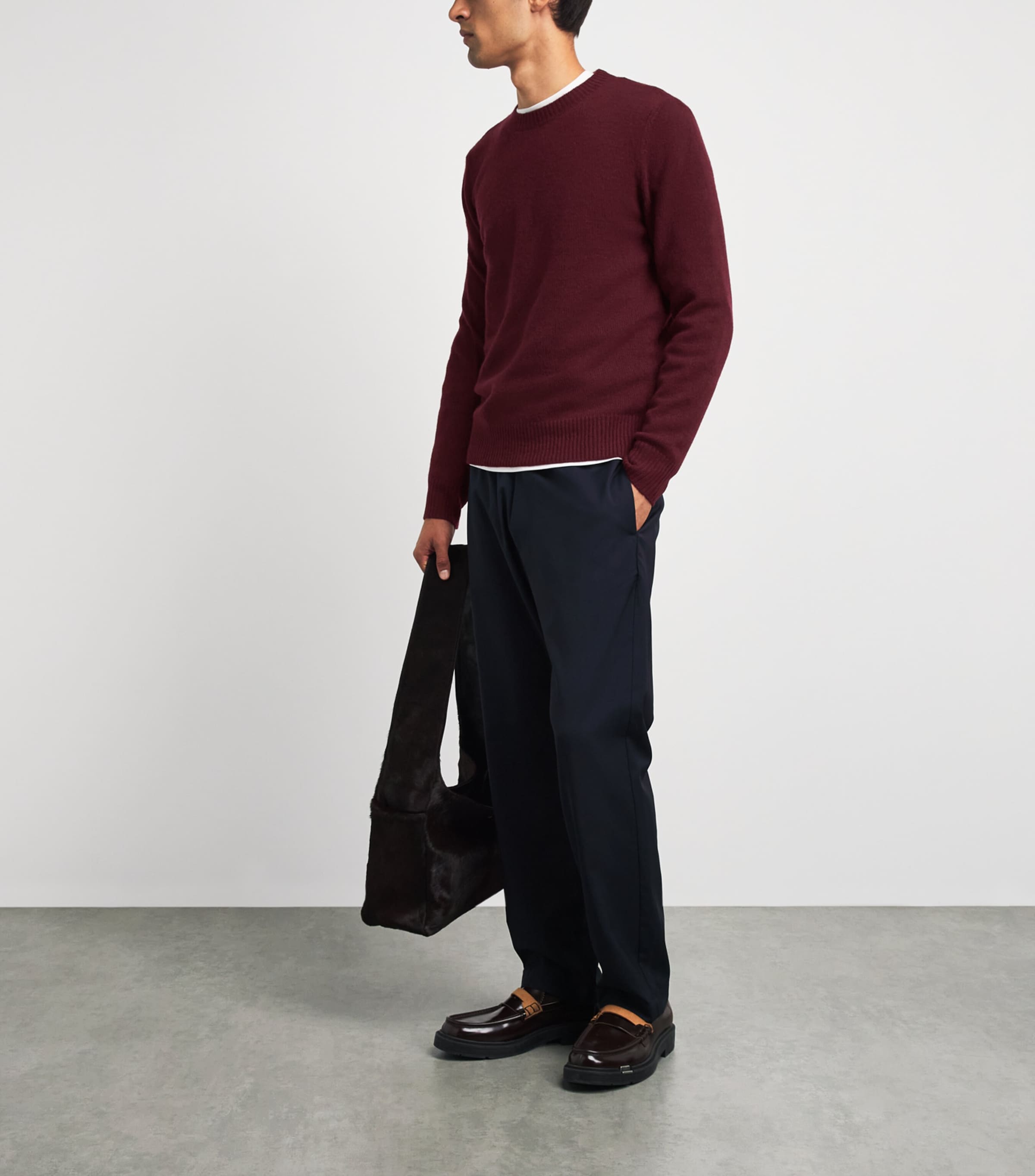 Barena Mens Cashmere Crew-Neck Sweater Merlot Image 2