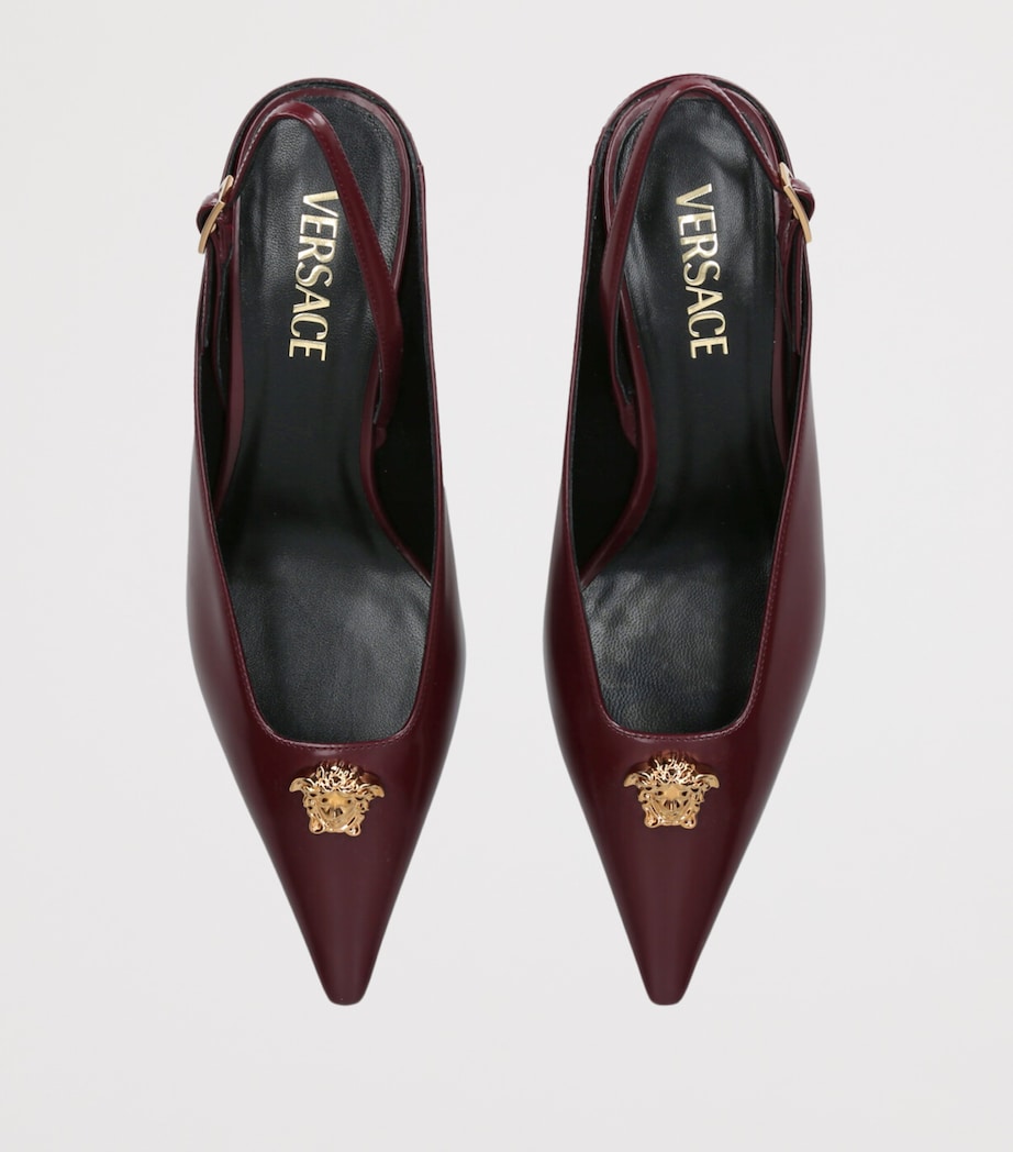 Leather La Medusa Slingback Pumps 55 WINE Image 4