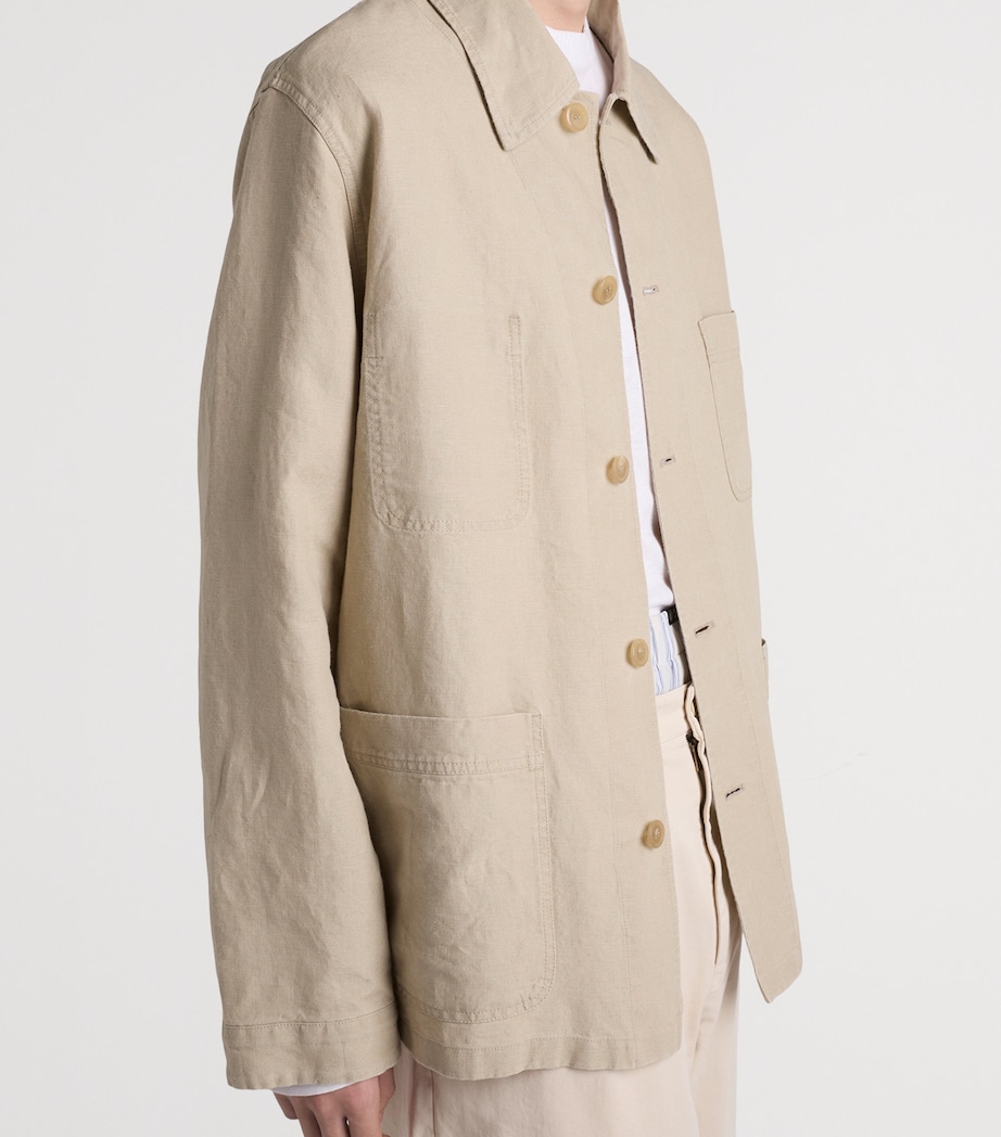 Prada Mens Linen Worker Jacket Neutral Image 4