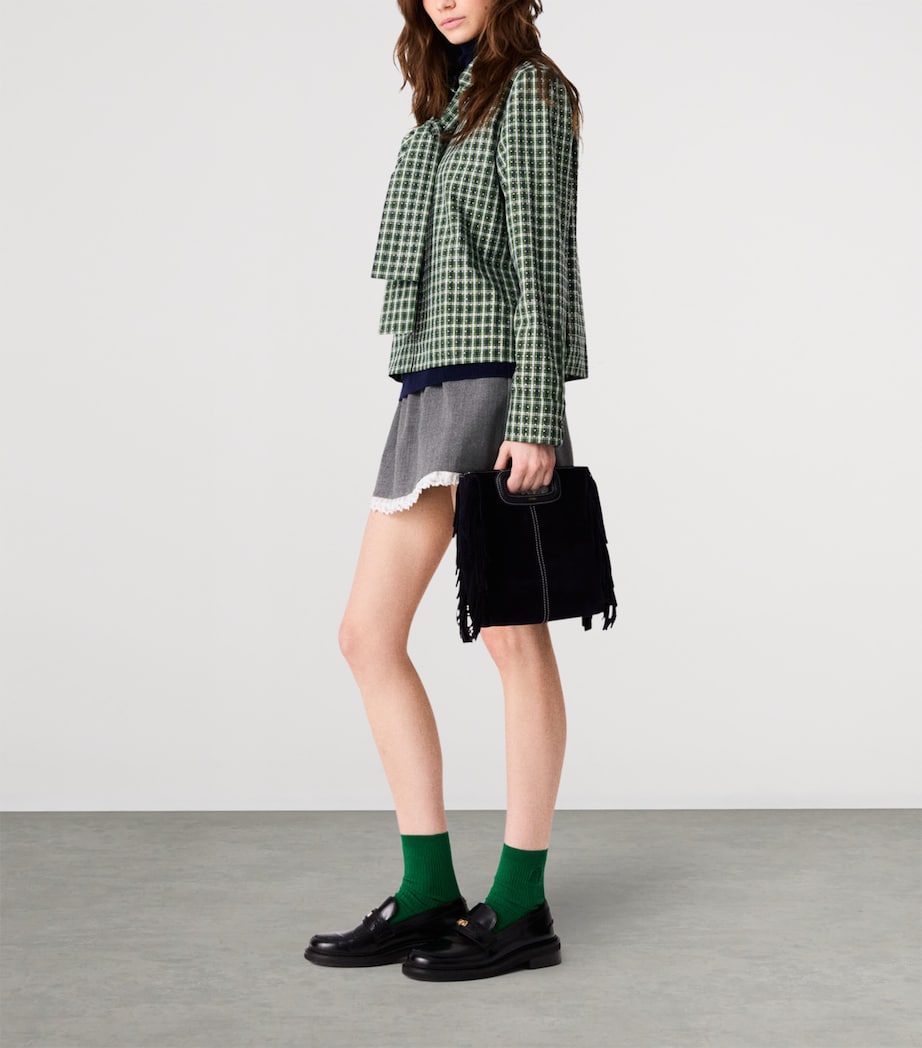 Maje Womens Cotton Check Embellished Shirt Green Image 3