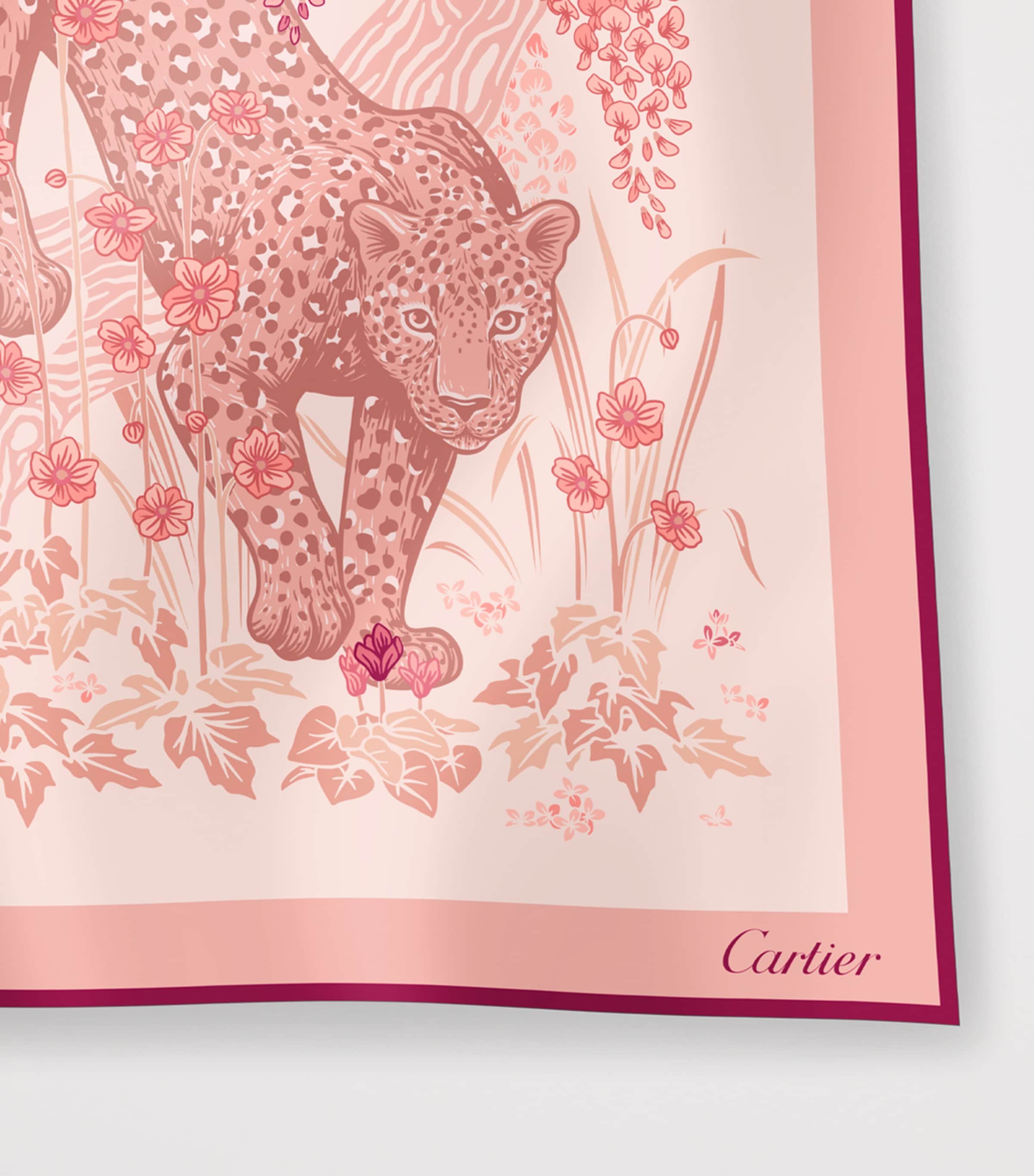 Cartier Silk Blooming Panthère Square Scarf Pink Image 4