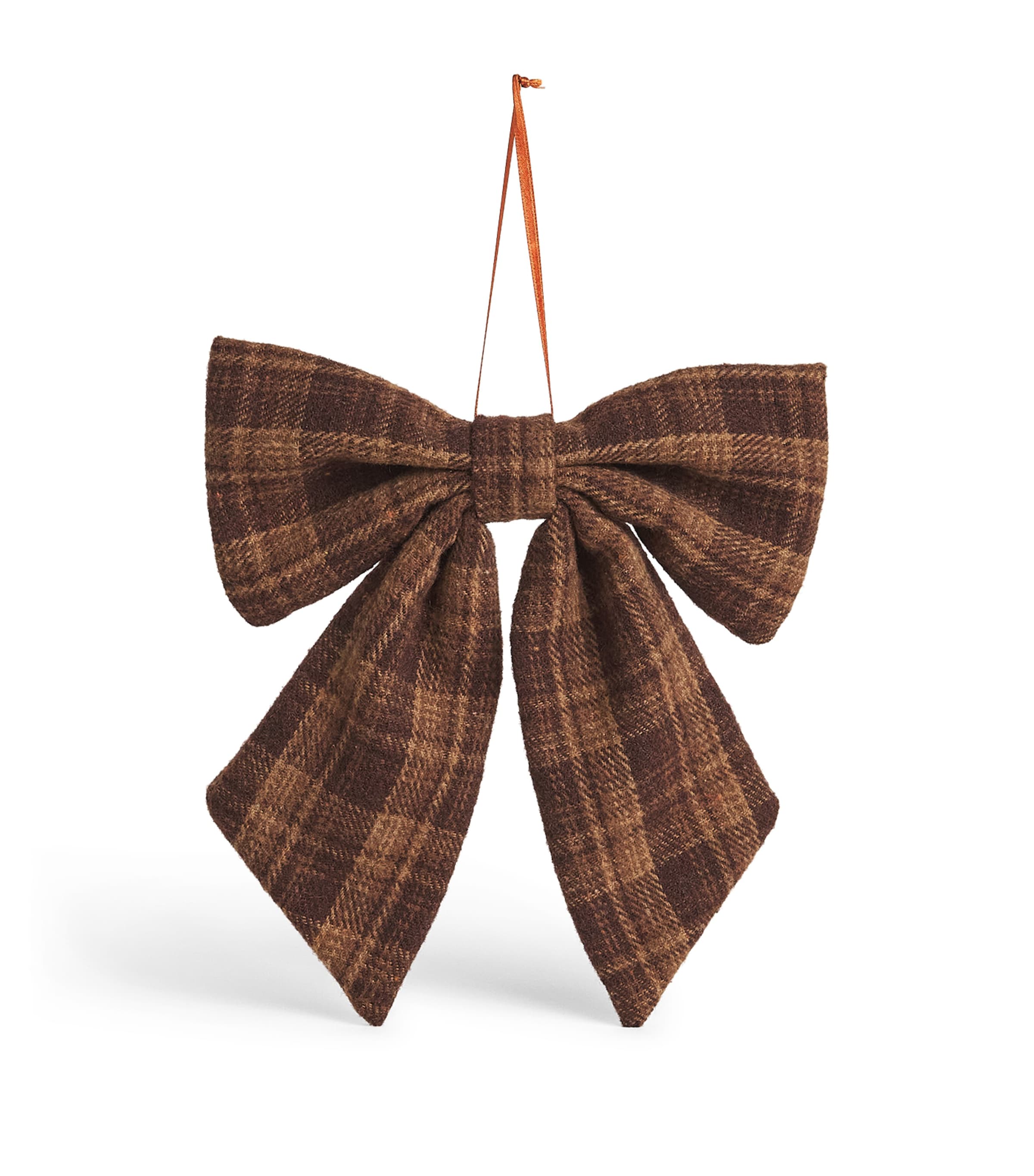Luxury Garland Tartan Bow Tree Decoration Check Brown Image 1