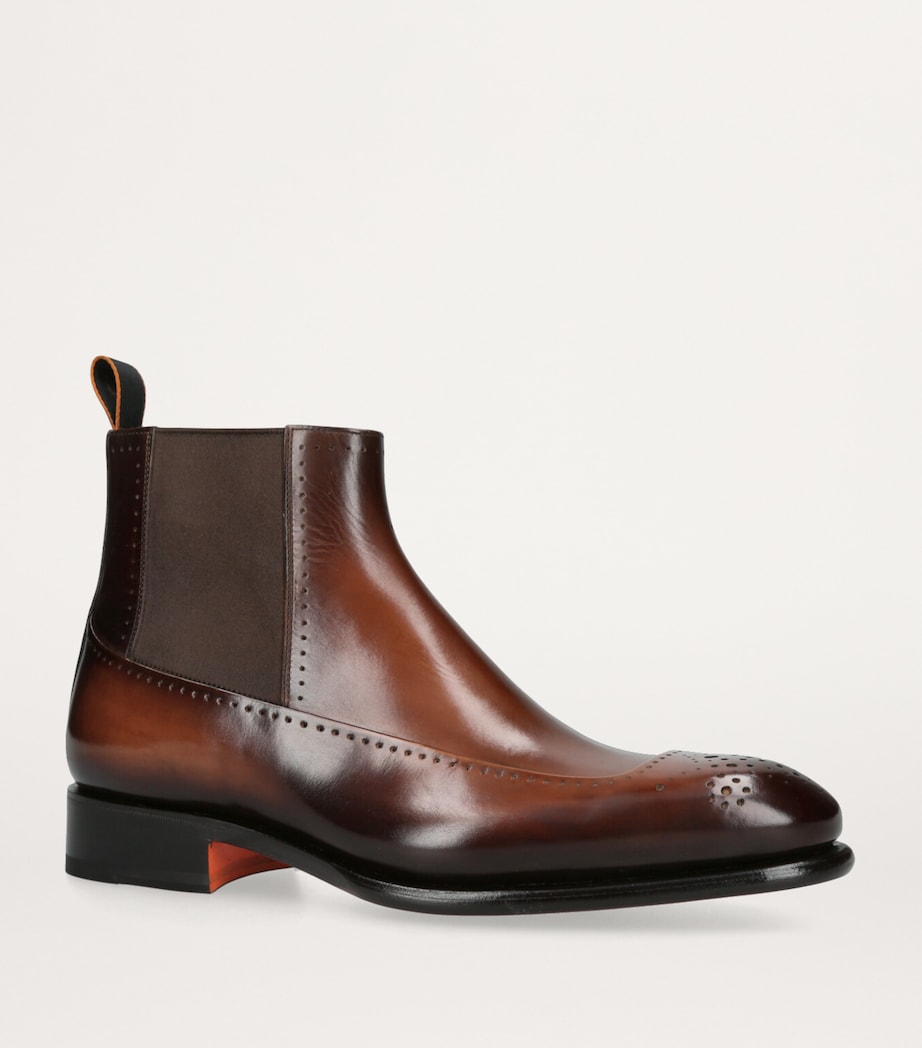 Leather Carter Punch Chelsea Boots DARK BROWN Image 3