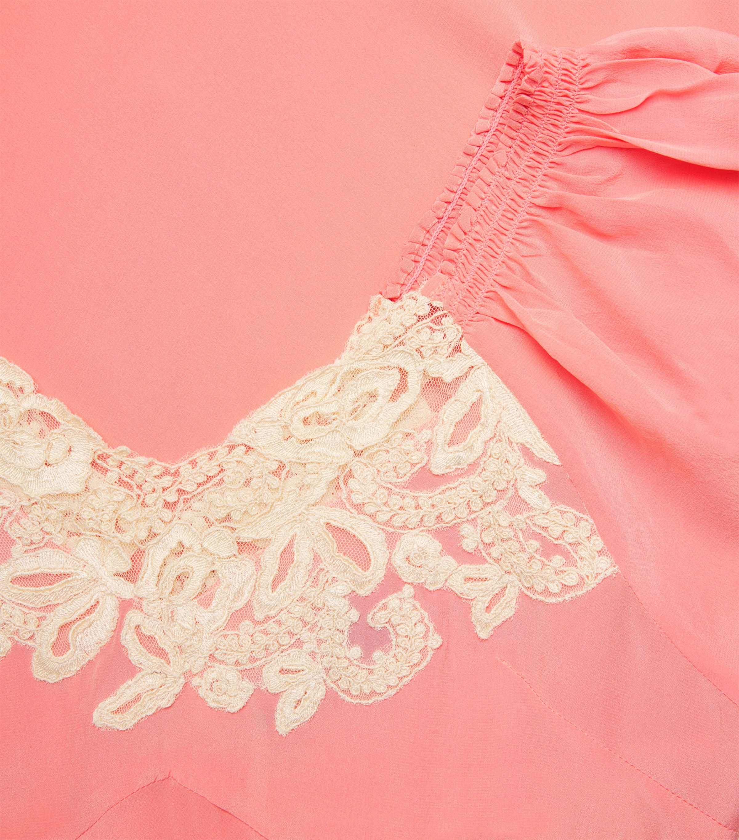 Silk Lace-Trim Midi Dress PINK Image 5