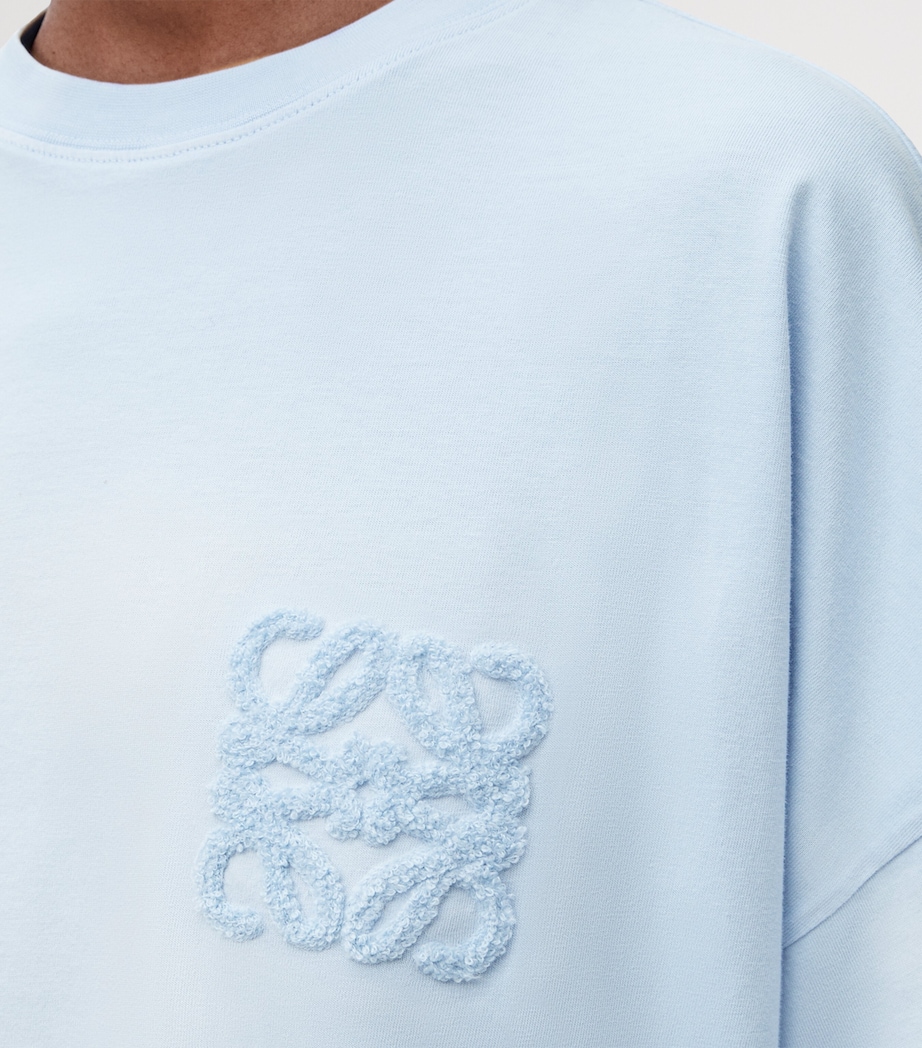 LOEWE Womens x Paula's Ibiza Cotton-Blend Anagram T-Shirt Sky Blue Image 5