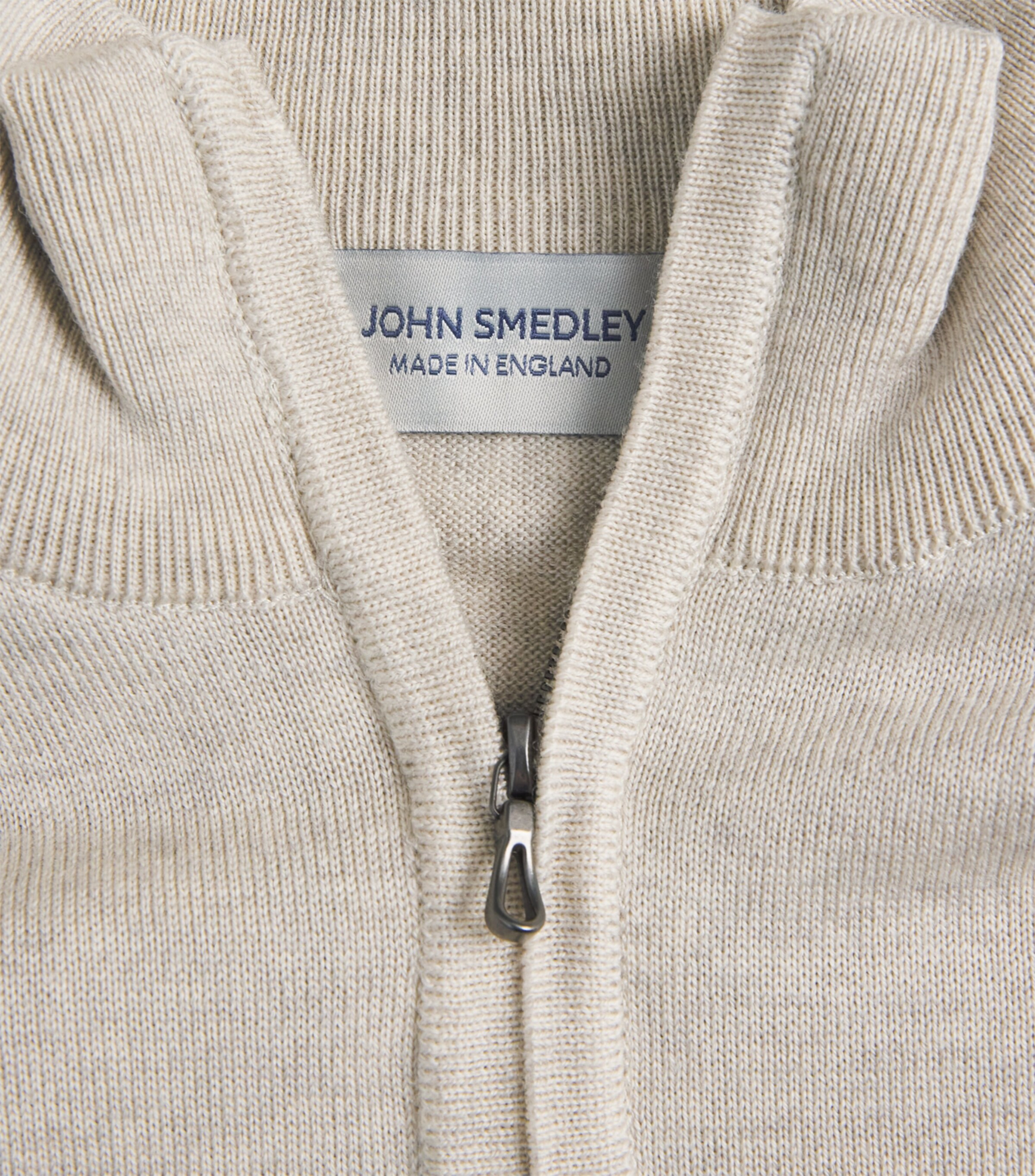 John Smedley Mens Merino Wool Tapton Quarter-Zip Sweater Grey Fleece Image 6