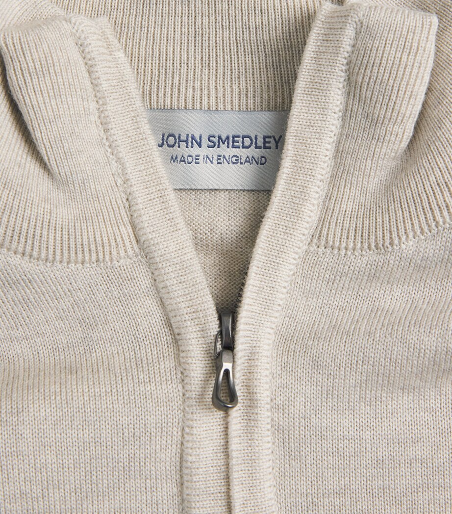 John Smedley Mens Merino Wool Tapton Quarter-Zip Sweater Grey Fleece Image 6