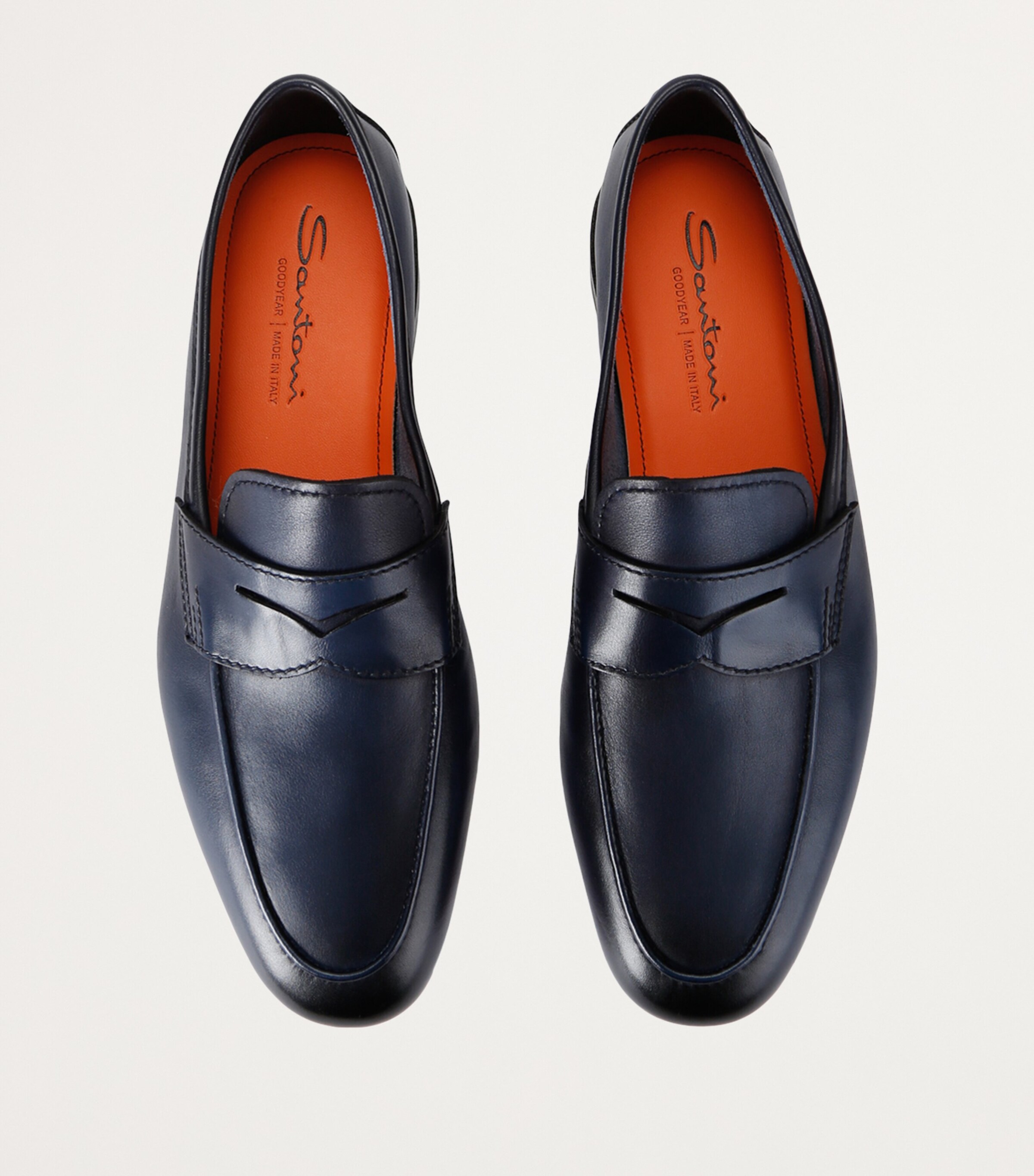 Leather Carlos Penny Loafers NAVY Image 4