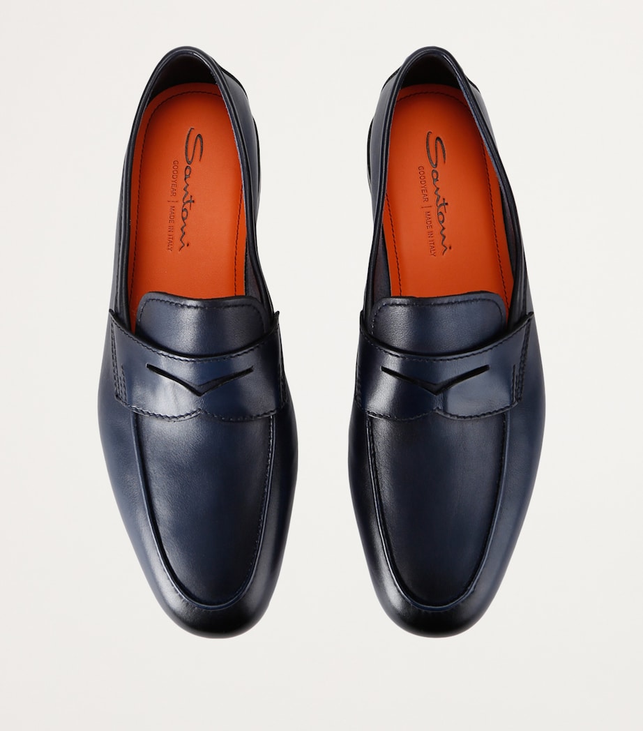 Leather Carlos Penny Loafers NAVY Image 4
