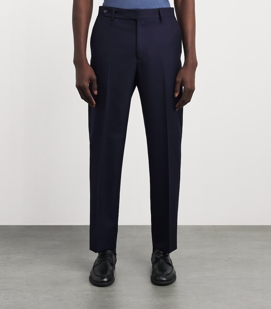 Corneliani Mens Virgin Wool Slim Trousers Dark Blue Image 4