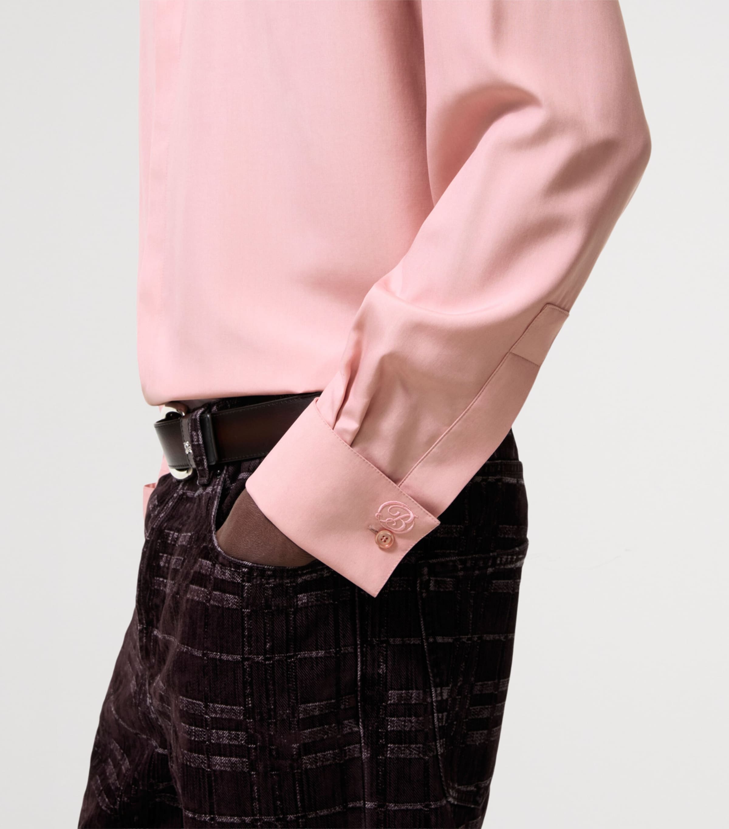 Burberry Mens Silk Relaxed Shirt Begonia Pink Image 3