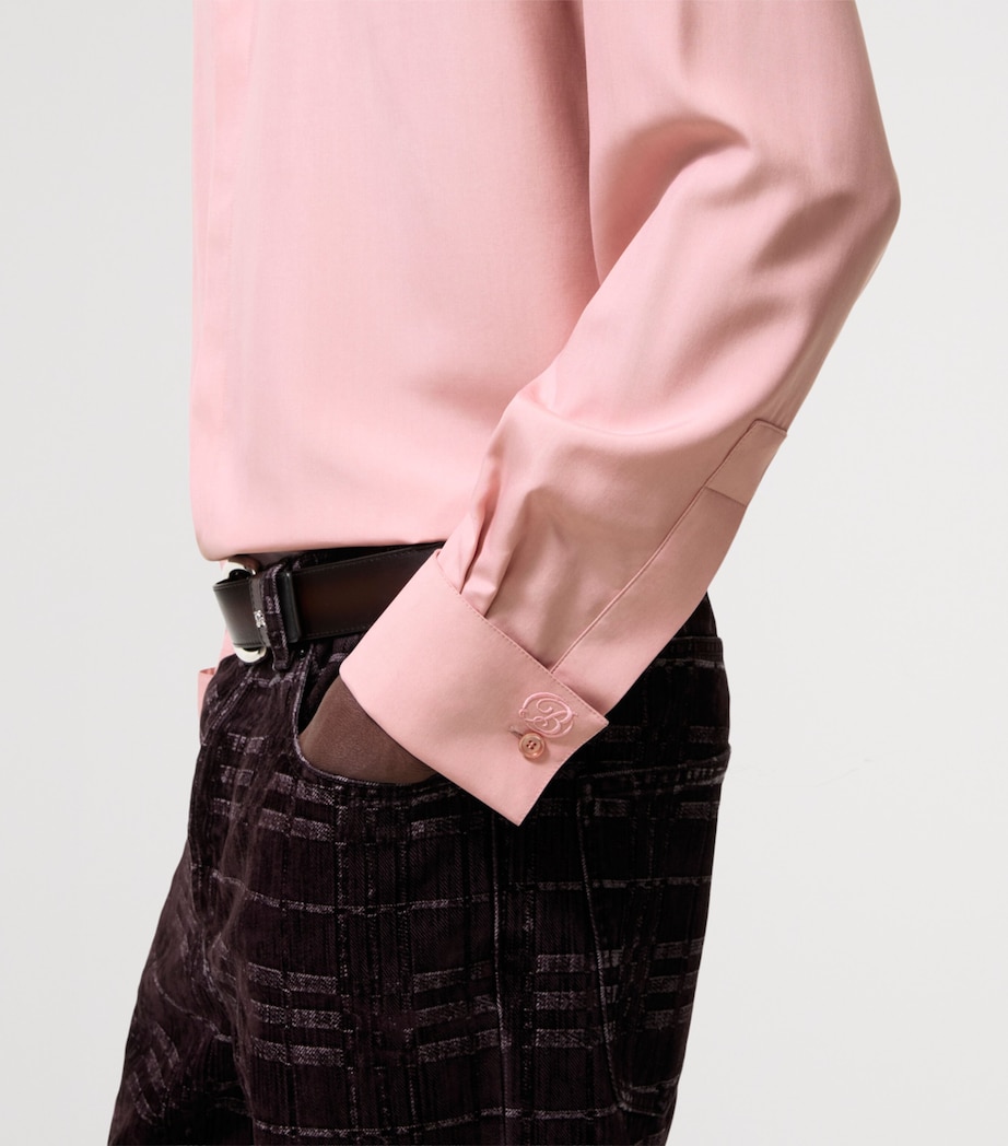Burberry Mens Silk Relaxed Shirt Begonia Pink Image 3