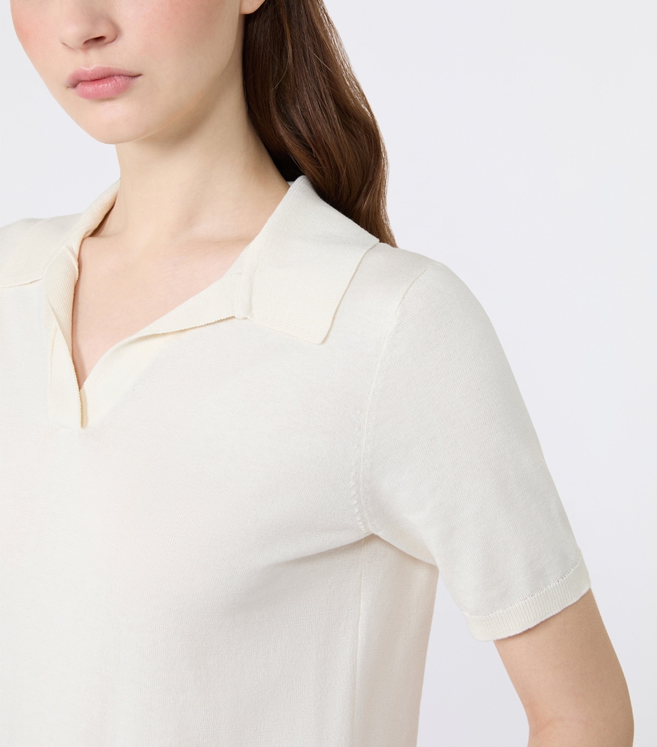 Weekend Max Mara Womens Silk-Cotton Polo Shirt Ecru Image 6