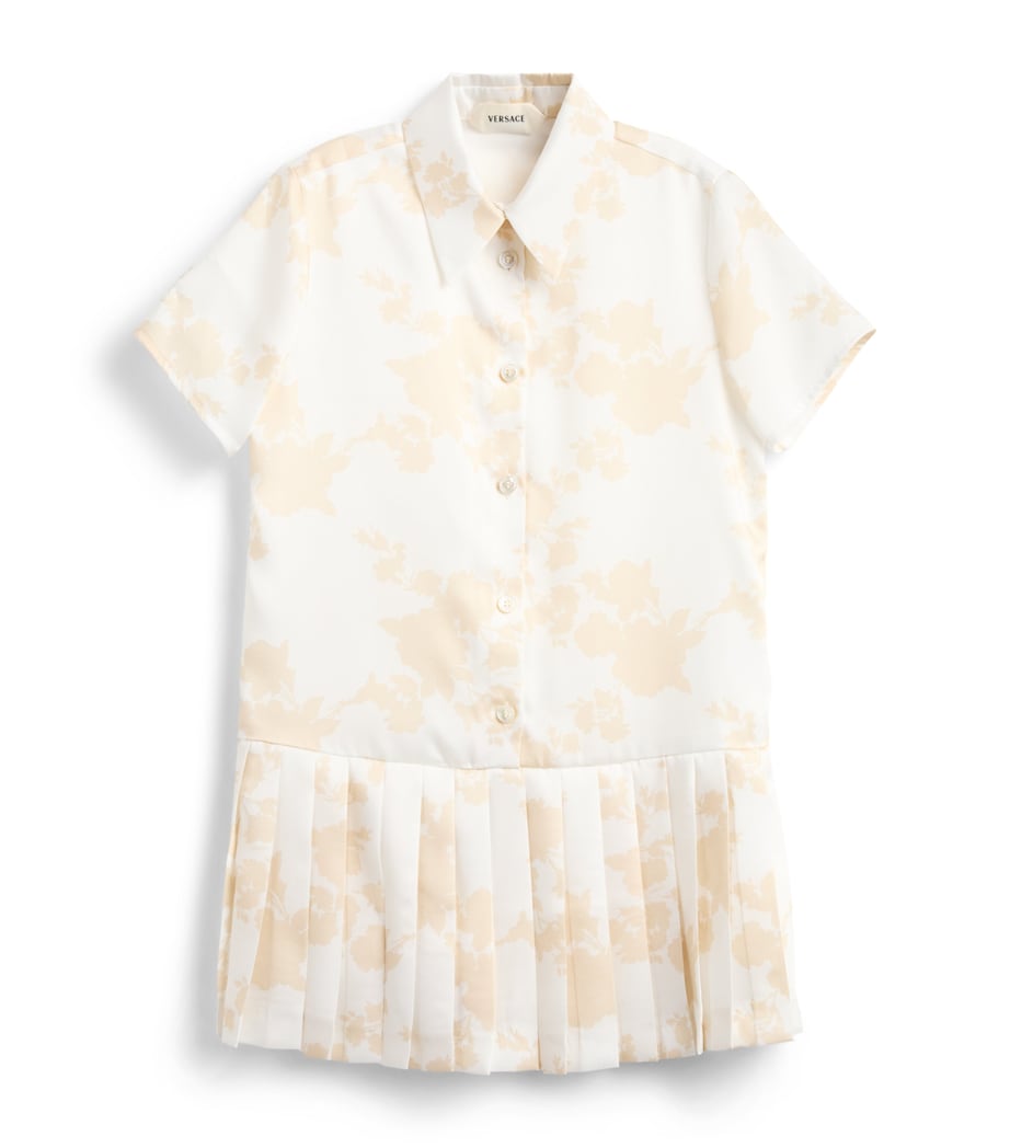 Versace Kids Silk Twill Pleated Shirt Dress (4-14 Years) Image 1