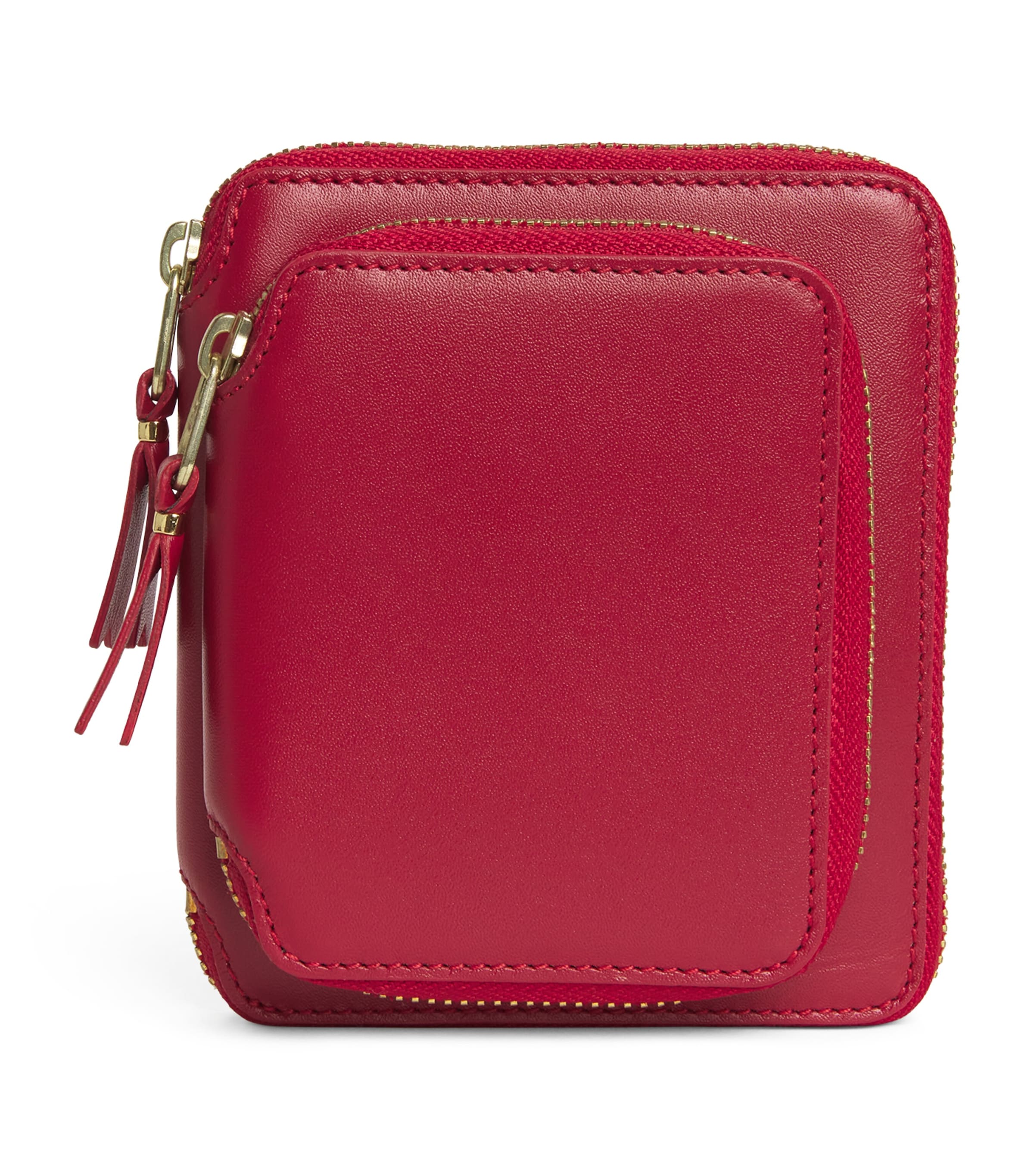 Comme Des Garçons Leather Zipped Wallet In Red
