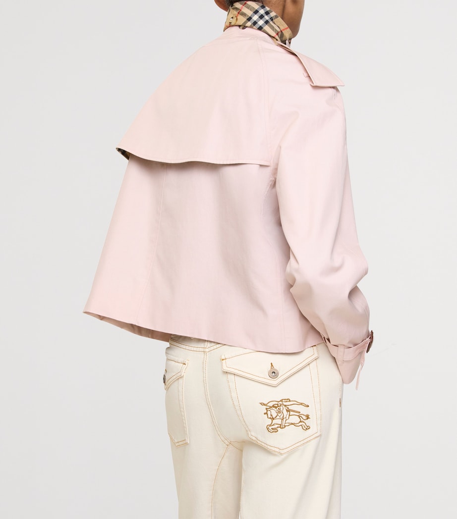 Tropical Gabardine Trench Jacket PALE SUGAR PINK Image 3