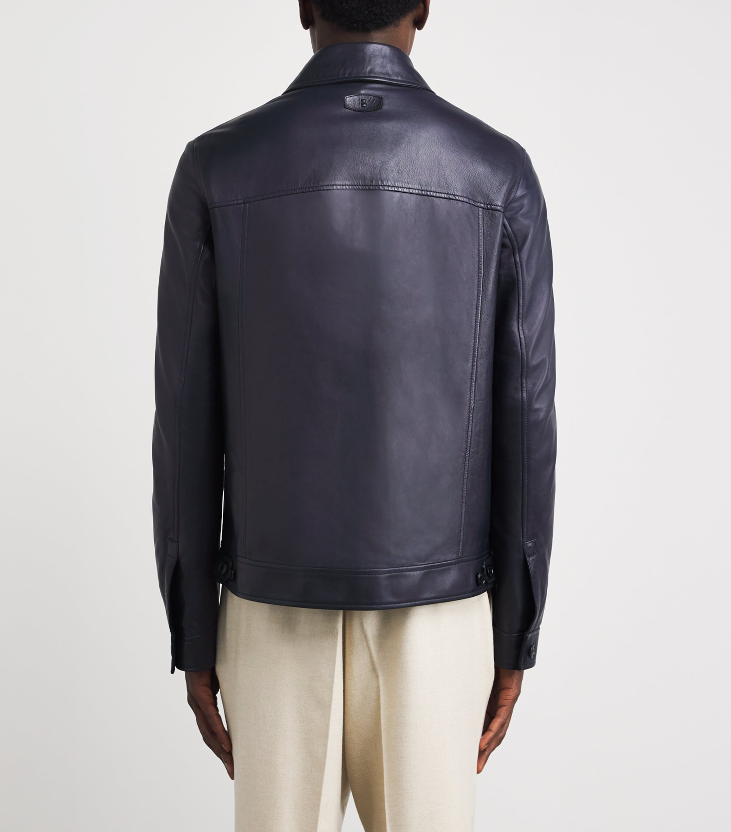 Lamb Leather Jacket 160 NAVY Image 4