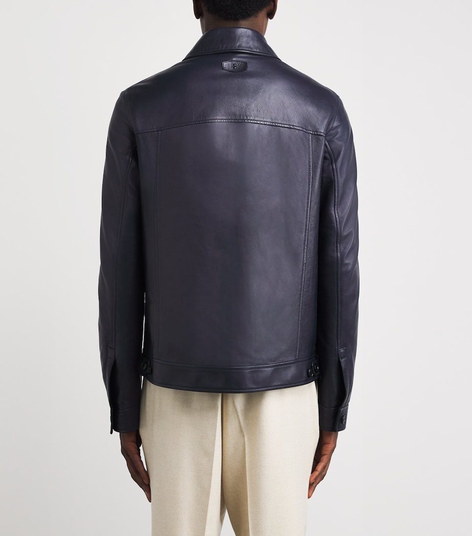 Lamb Leather Jacket 160 NAVY Image 4