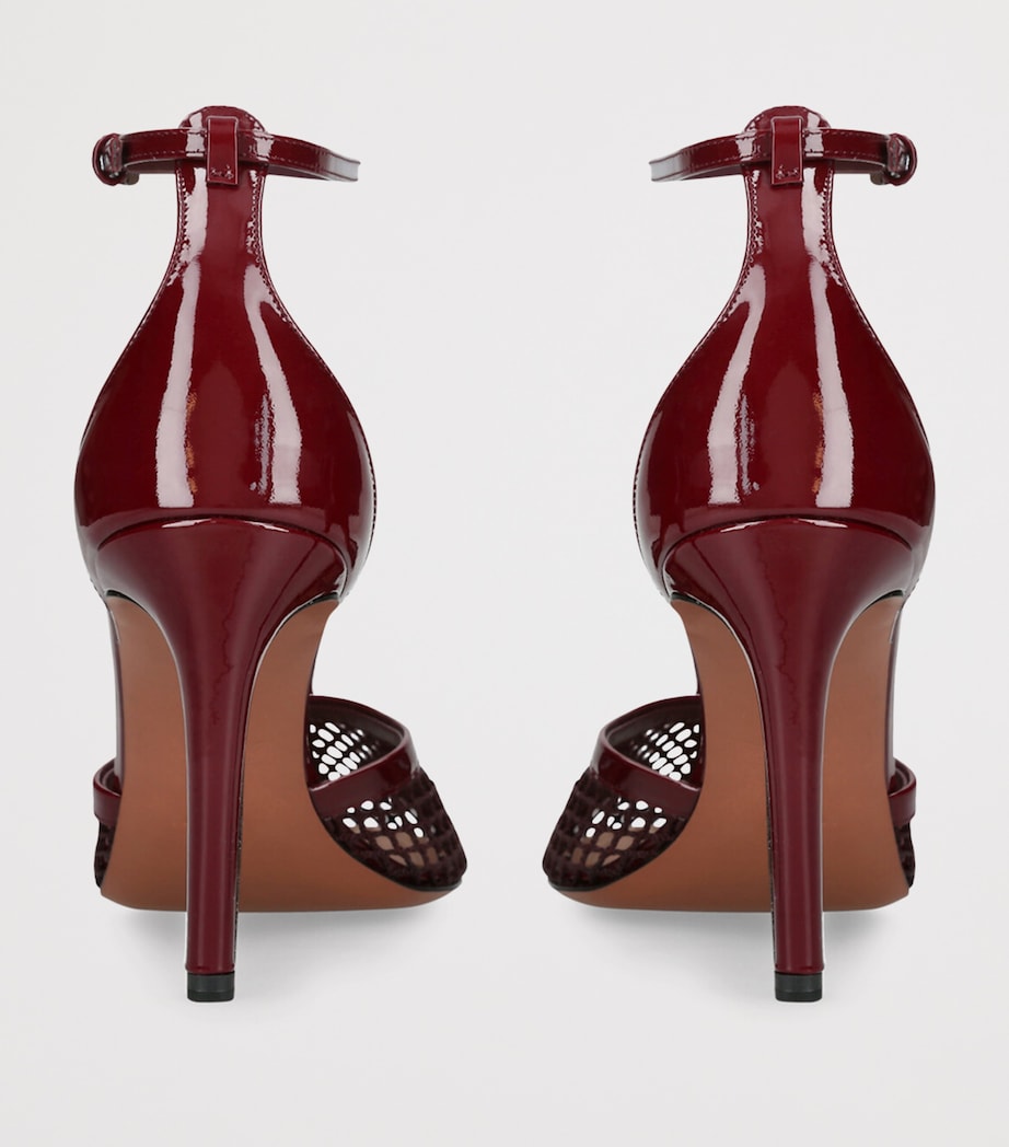 Leather-Mesh Ballerina Pumps 90 WINE Image 2