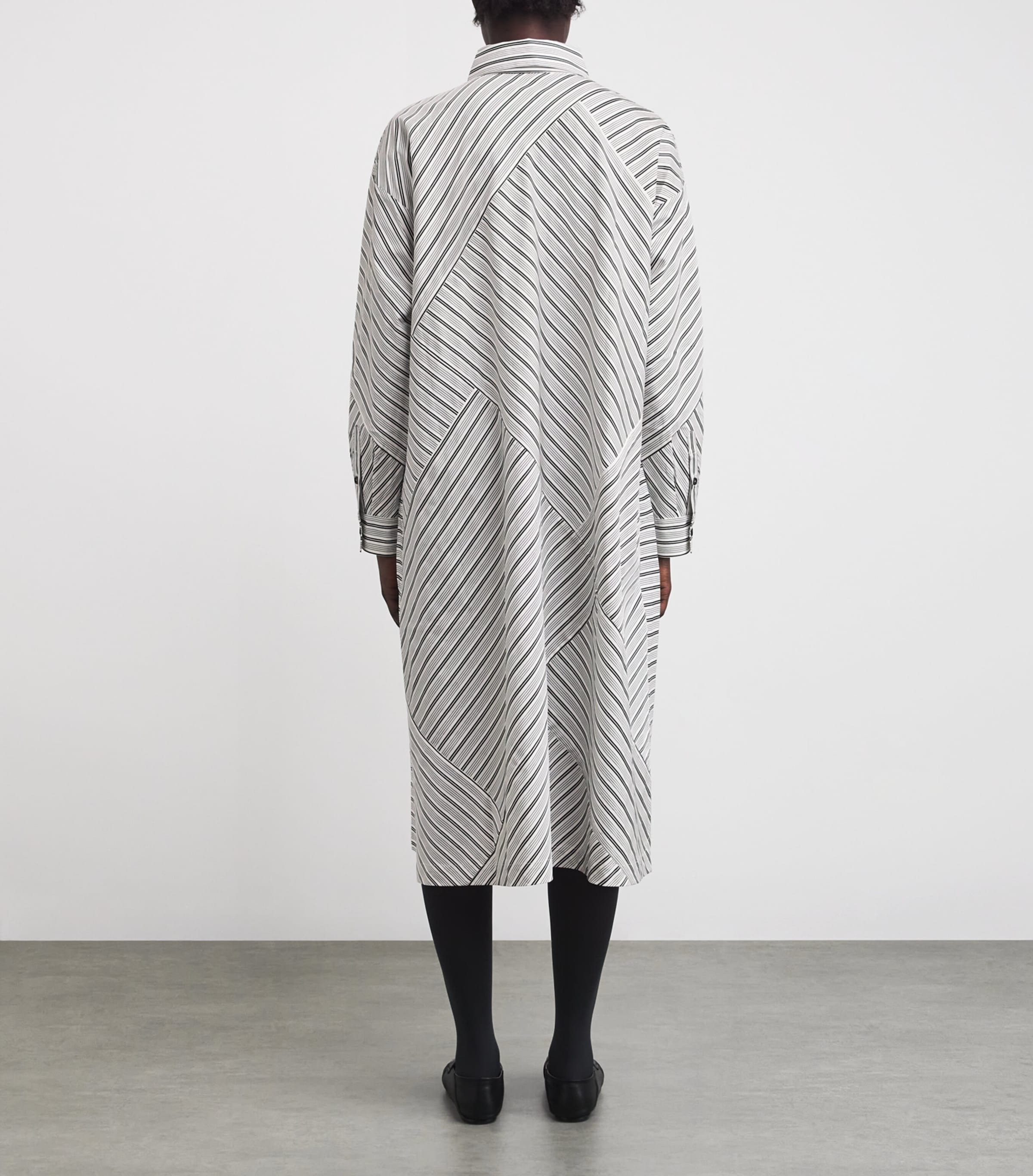 Stripe A-Line Midi Shirt Dress BLKSTRIPE Image 3