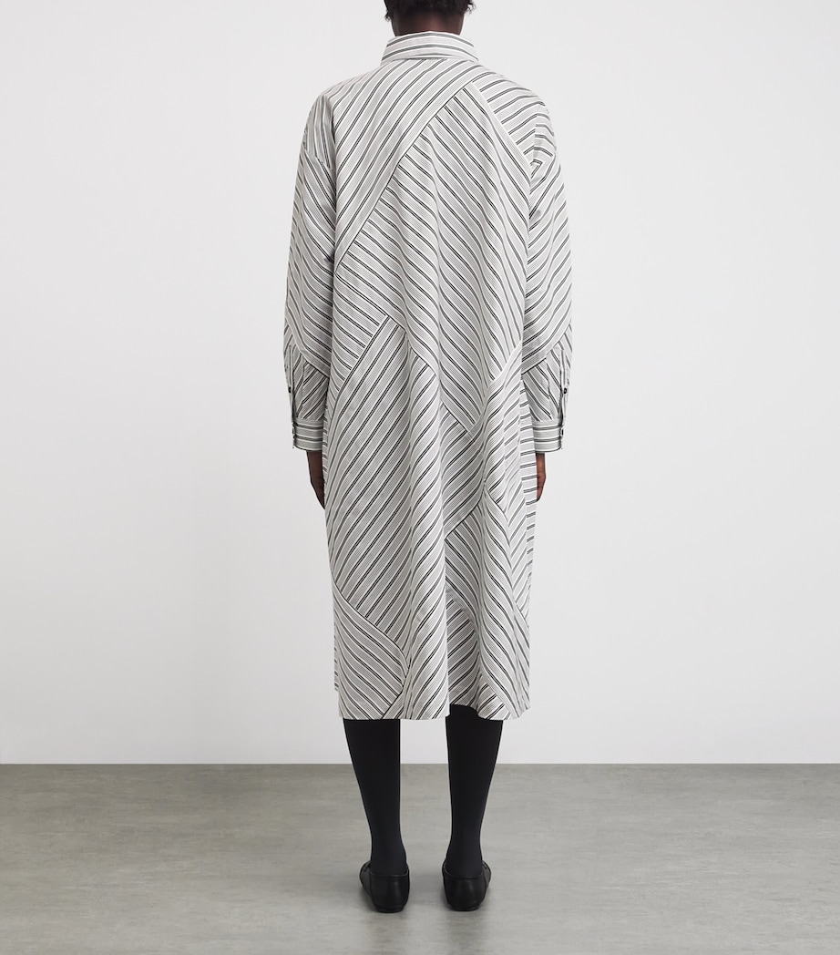 Stripe A-Line Midi Shirt Dress BLKSTRIPE Image 3